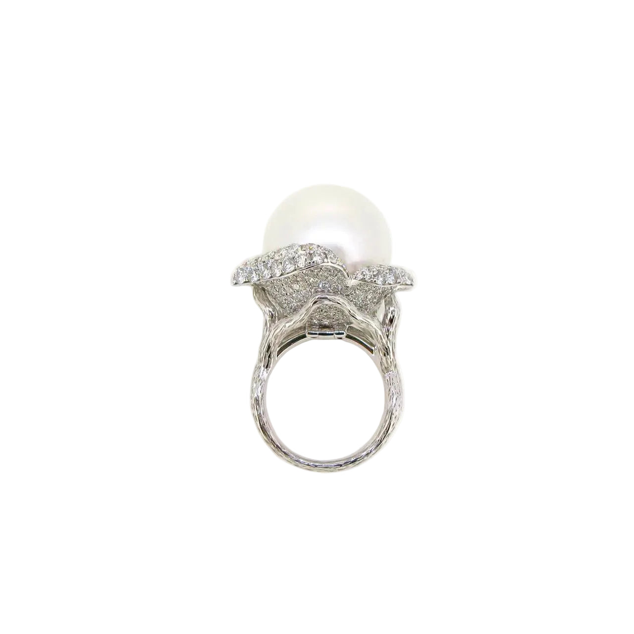 White South Sea Pearl Floral Ring (Detachable as Pendant) - K.S. Sze & Sons