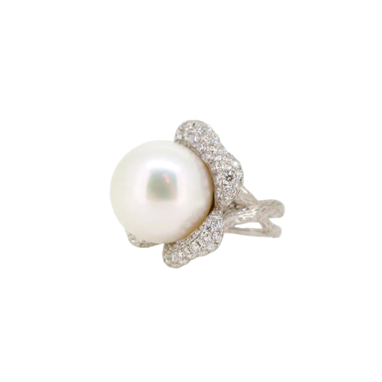White South Sea Pearl Floral Ring (Detachable as Pendant) - K.S. Sze & Sons