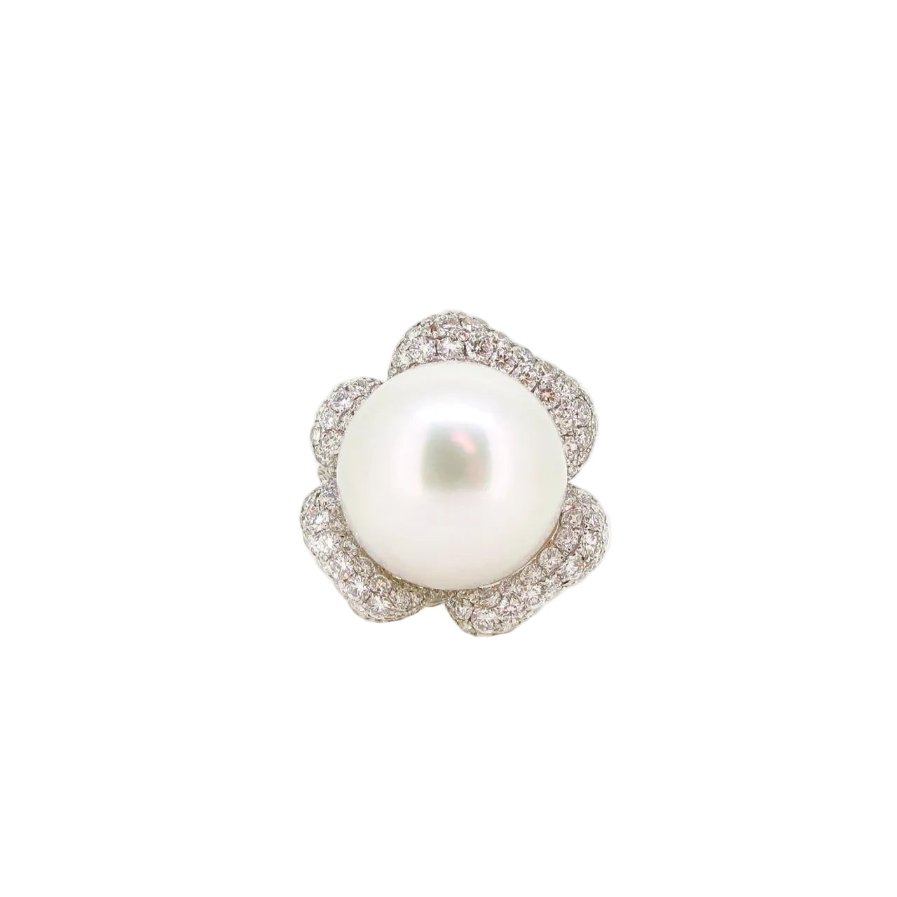 White South Sea Pearl Floral Ring (Detachable as Pendant) - K.S. Sze & Sons