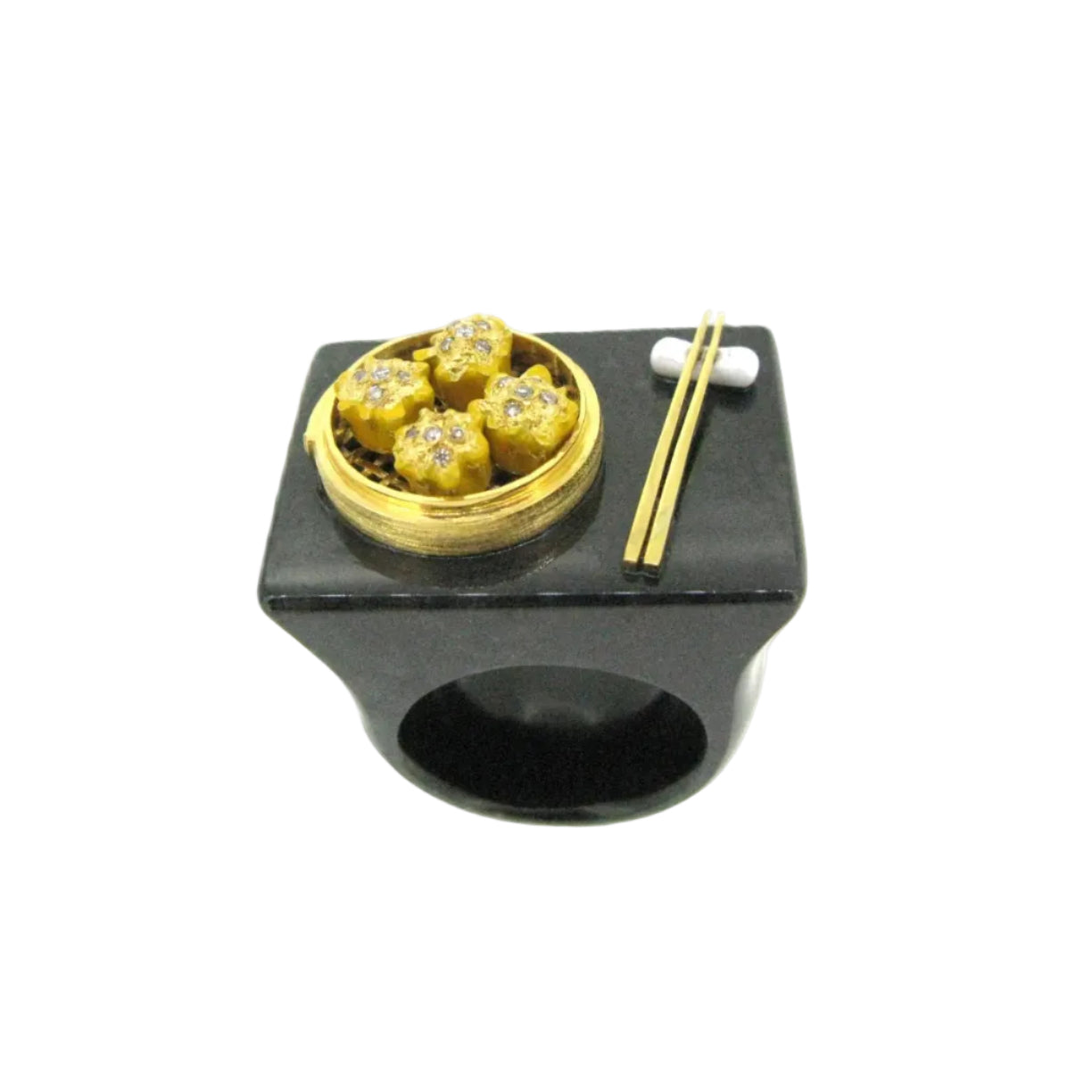 Black Jade & Brown Diamond Ring - K.S. Sze & Sons