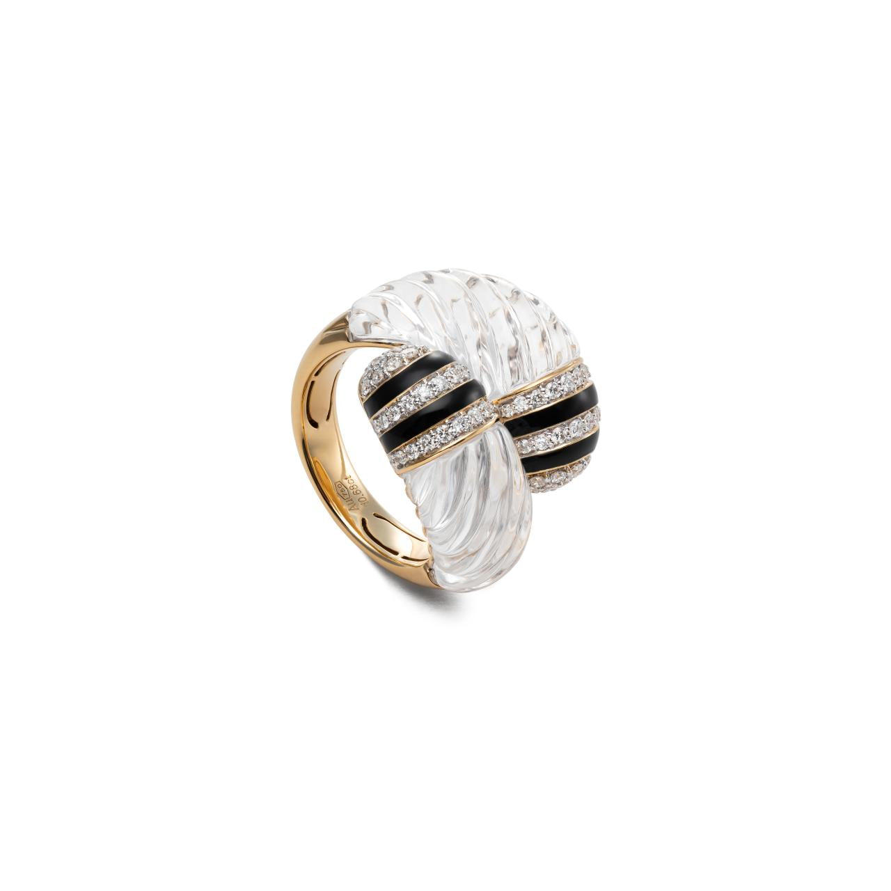 Carved Crystal & Diamond Enamel Ring - K.S. Sze & Sons