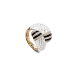 Carved Crystal & Diamond Enamel Ring