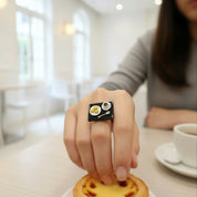 Black Jade Egg Tart Ring