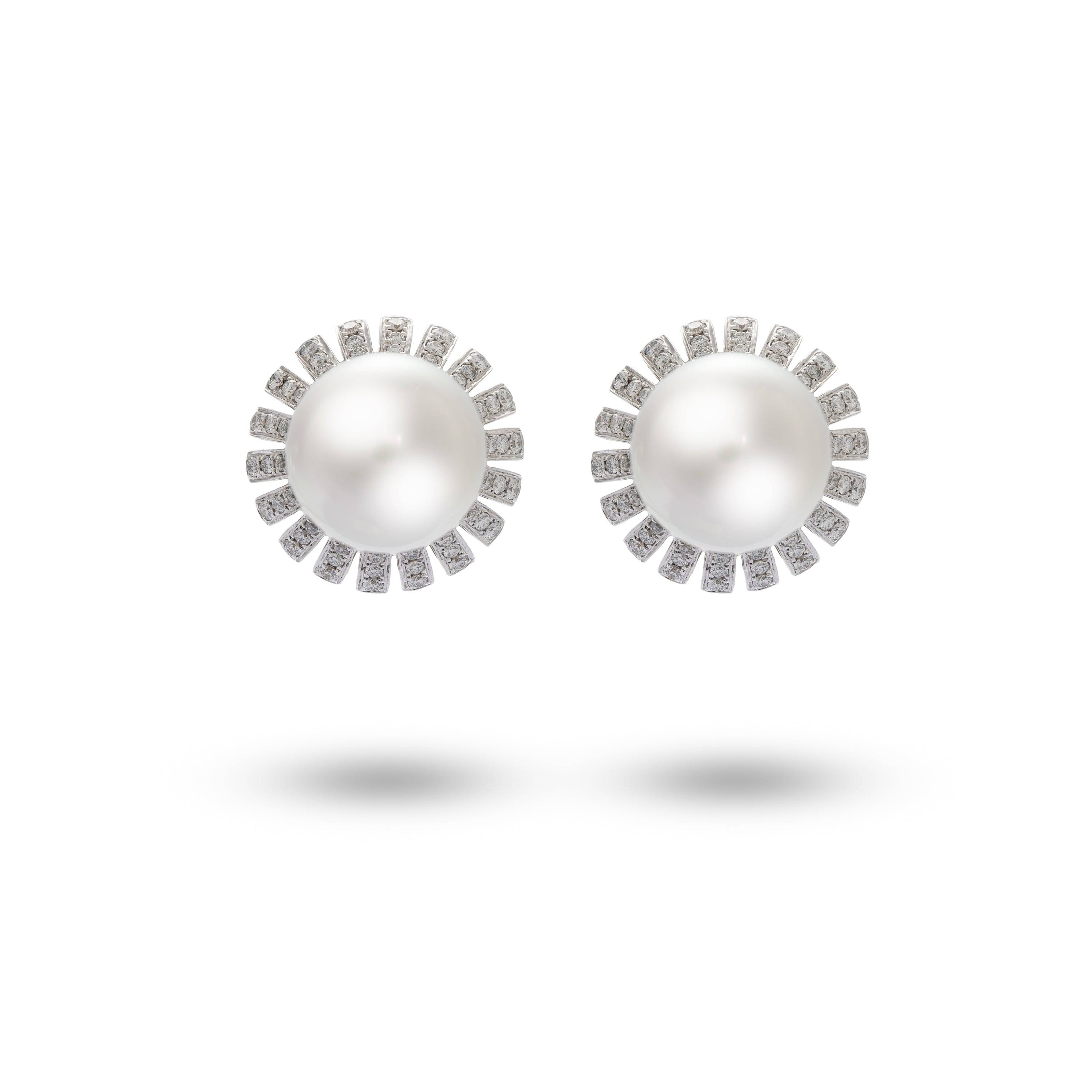 Sunburst White South Sea Pearl Earrings - K.S. Sze & Sons