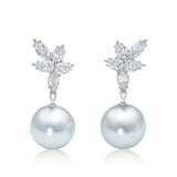 Celestial Drop Pearl & Diamond Earrings