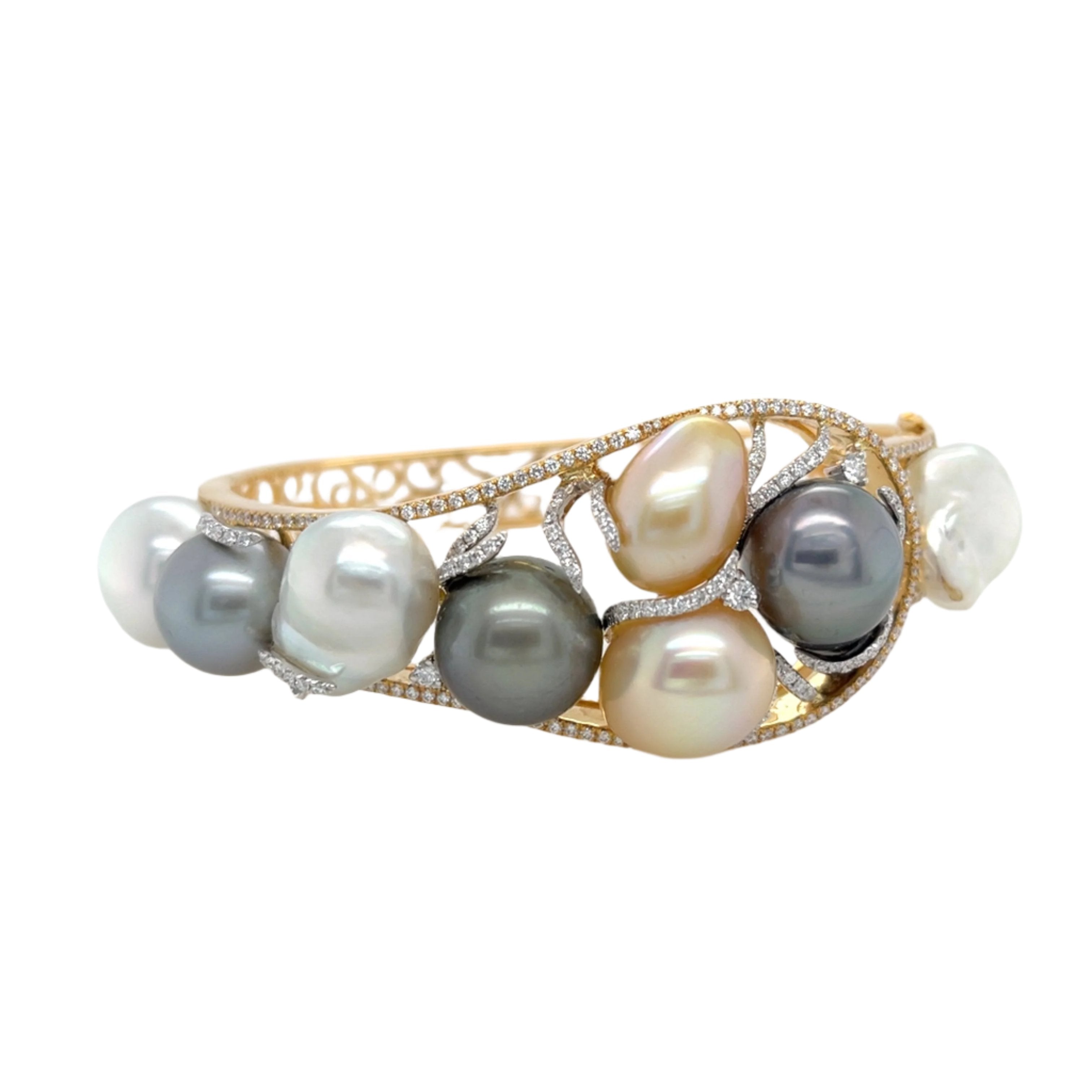 Tahitian South Sea Pearl & Diamond Bangle - K.S. Sze & Sons