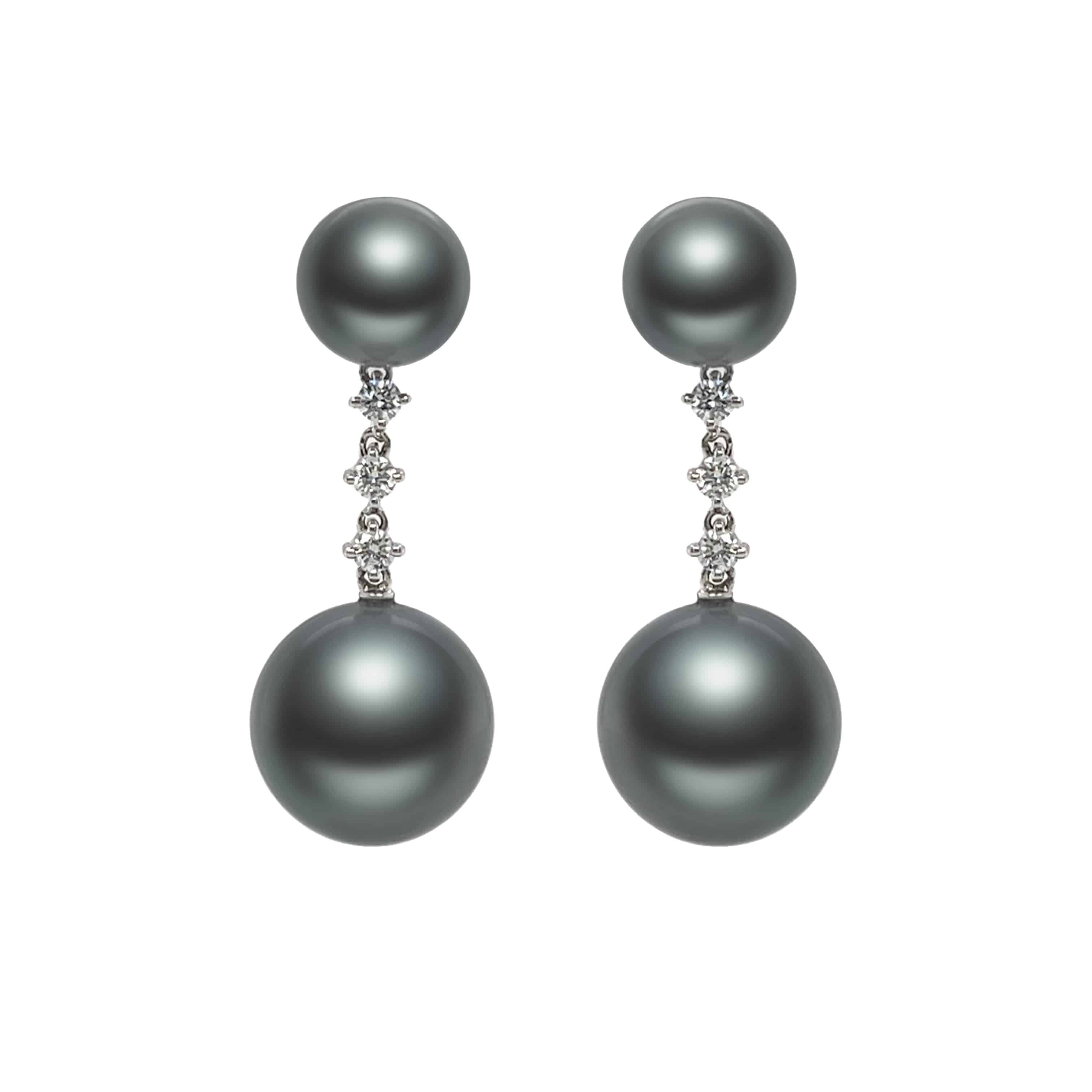 Tahitian South Sea Pearl & Diamond Earrings - K.S. Sze & Sons