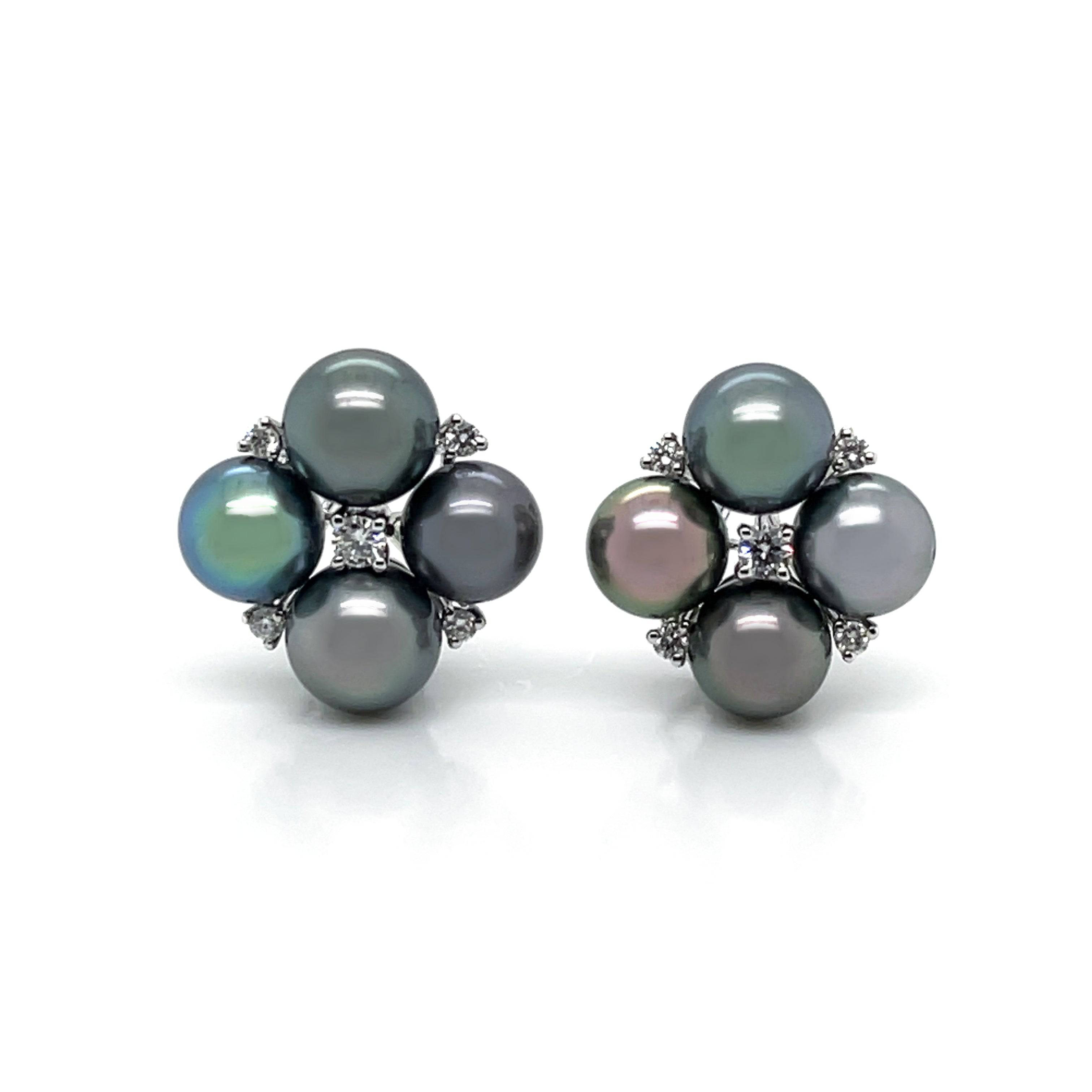 Tahitian South Sea Pearl & Diamond Earrings - K.S. Sze & Sons