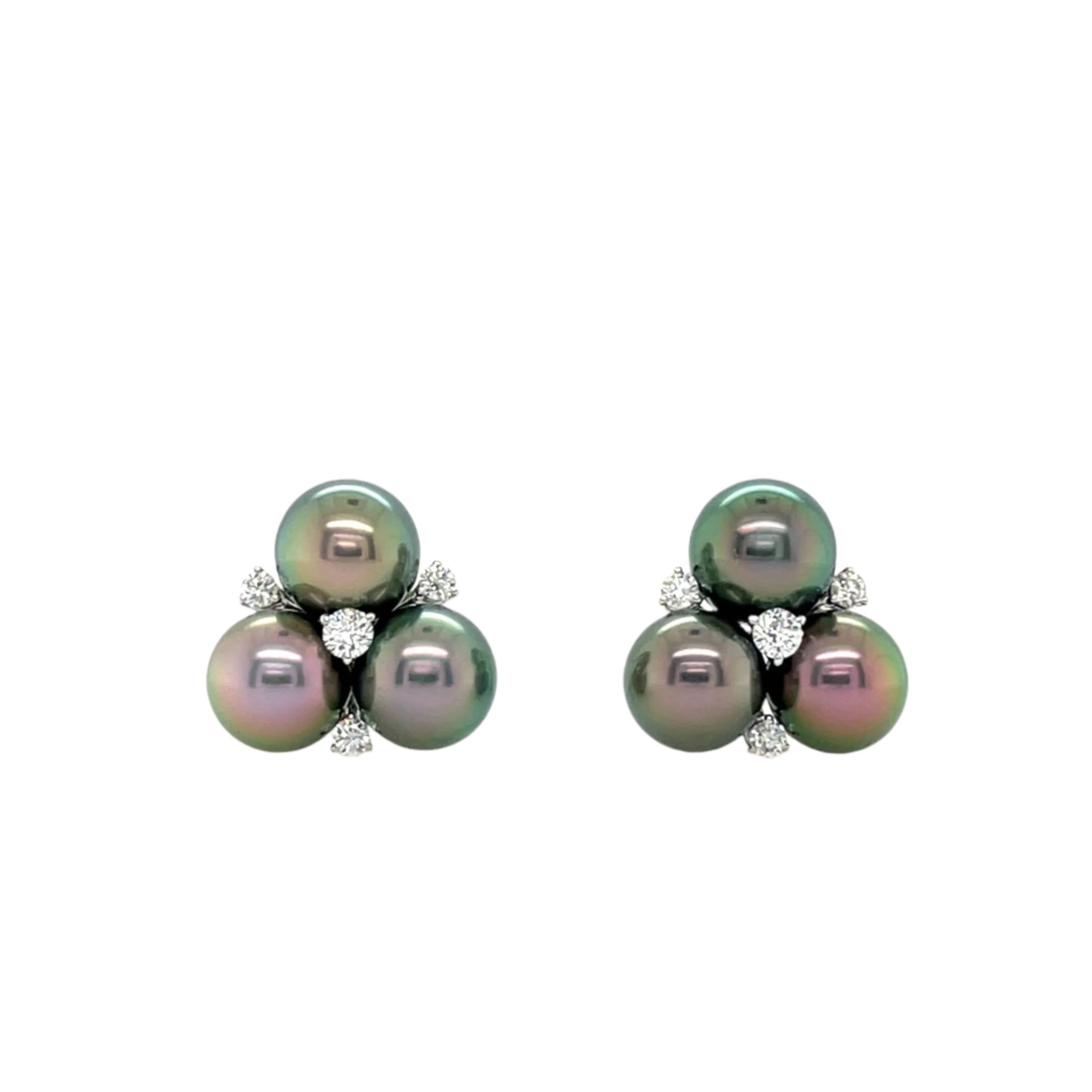 Tahitian South Sea Pearl & Diamond Earrings - K.S. Sze & Sons