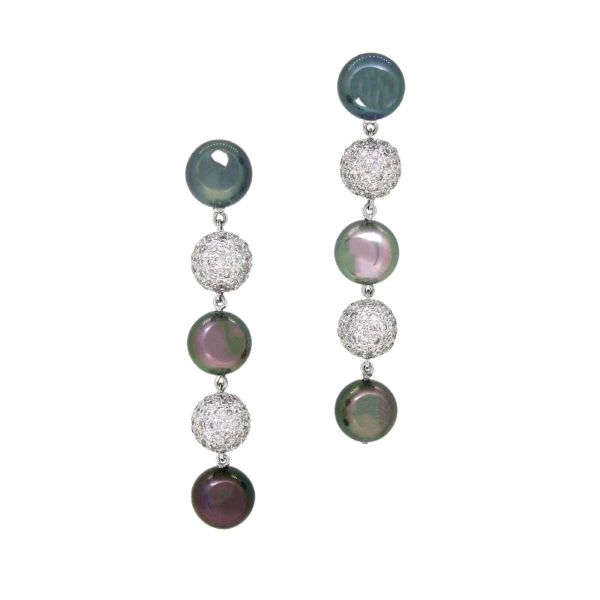 Tahitian South Sea Pearl & Diamond Earrings - K.S. Sze & Sons