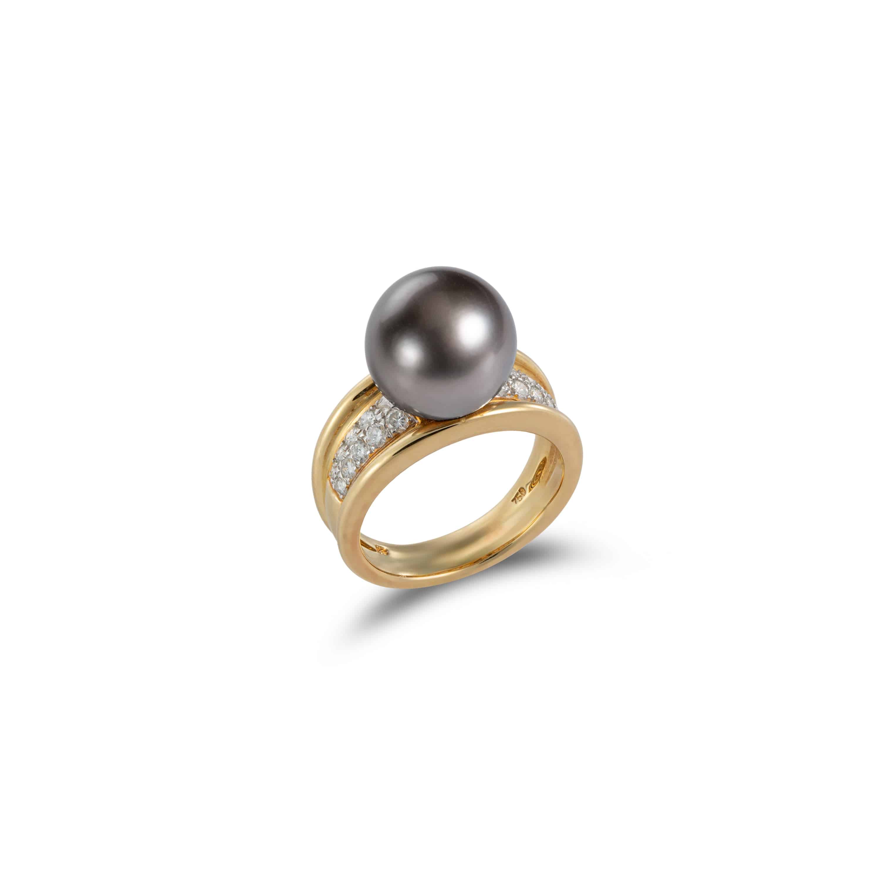 Tahitian South Sea Pearl & Diamond Ring - K.S. Sze & Sons