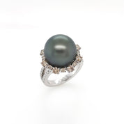 Tahitian South Sea Pearl & Diamond Ring - K.S. Sze & Sons