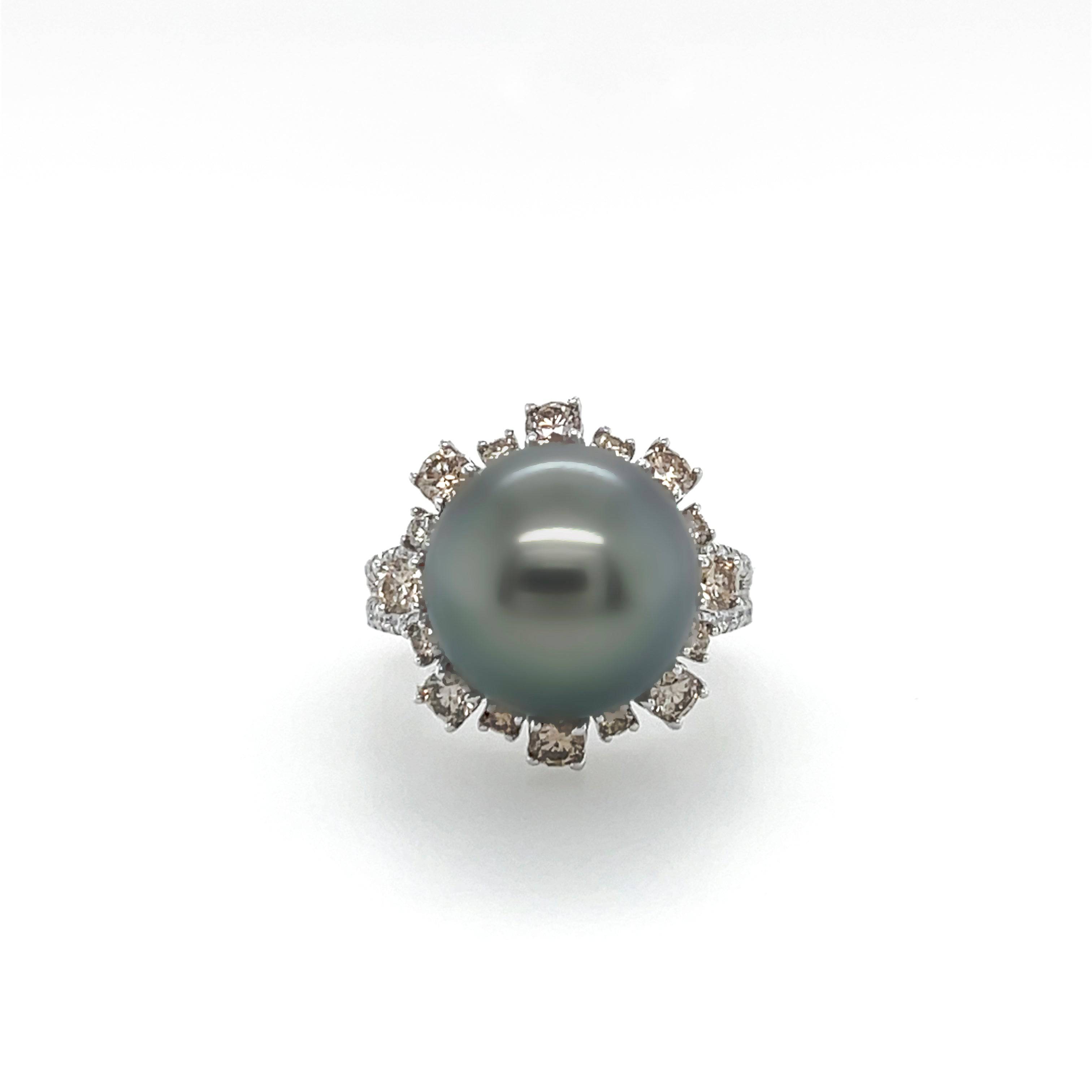 Tahitian South Sea Pearl & Diamond Ring - K.S. Sze & Sons