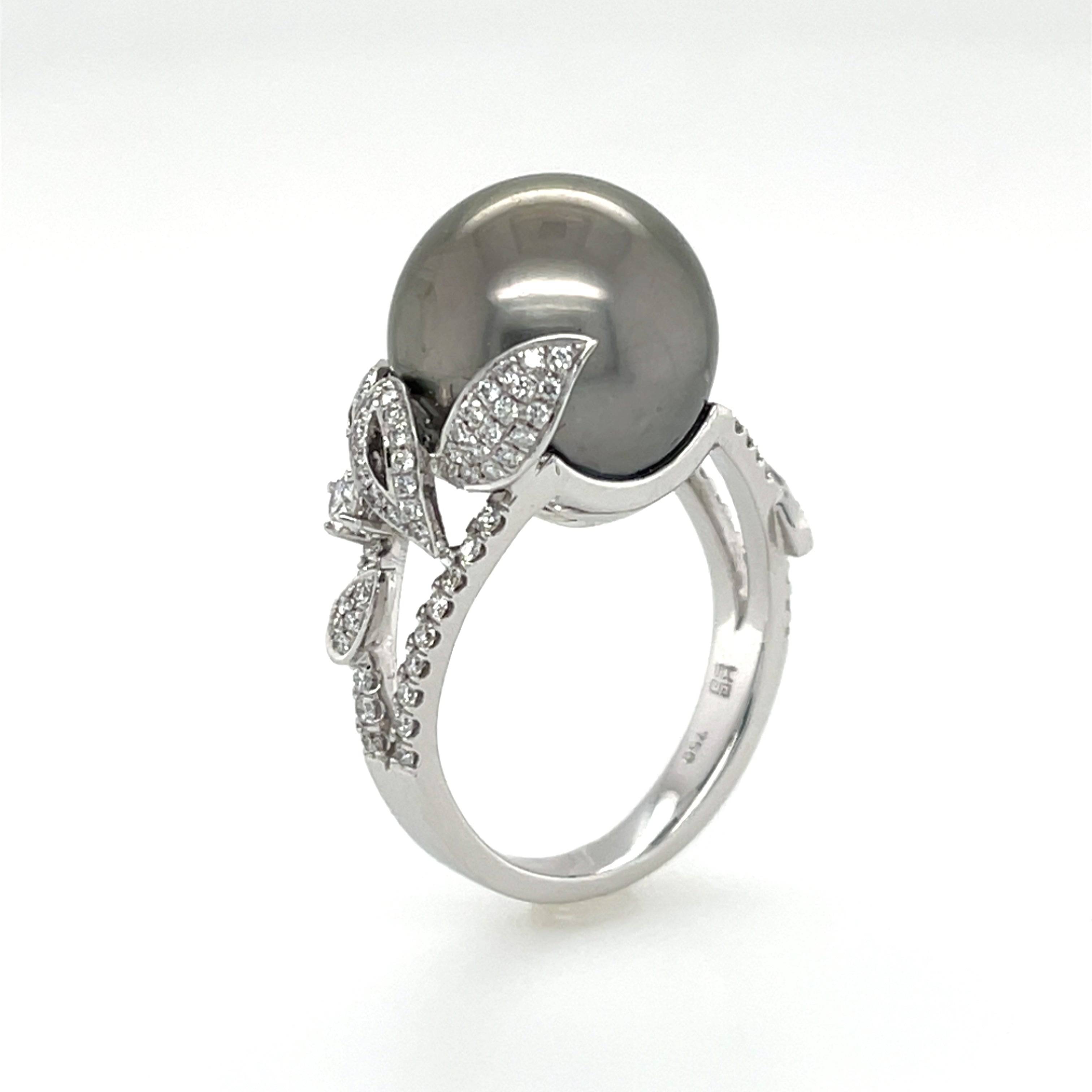 Tahitian South Sea Pearl & Diamond Ring - K.S. Sze & Sons