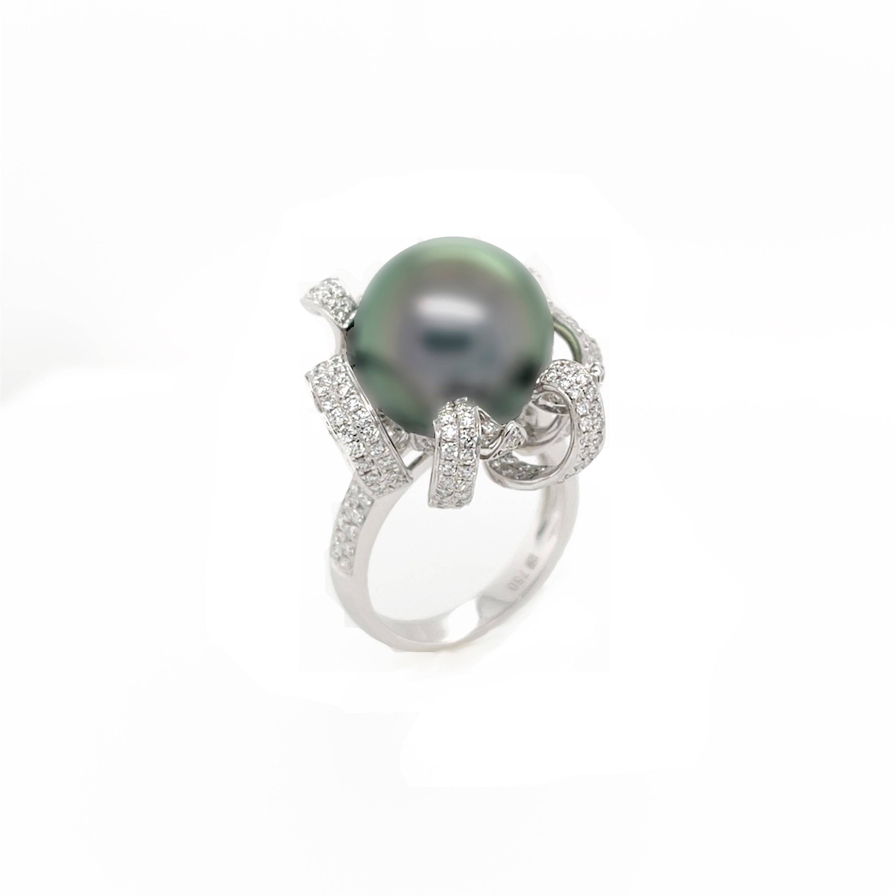 Tahitian South Sea Pearl & Diamond Ring - K.S. Sze & Sons