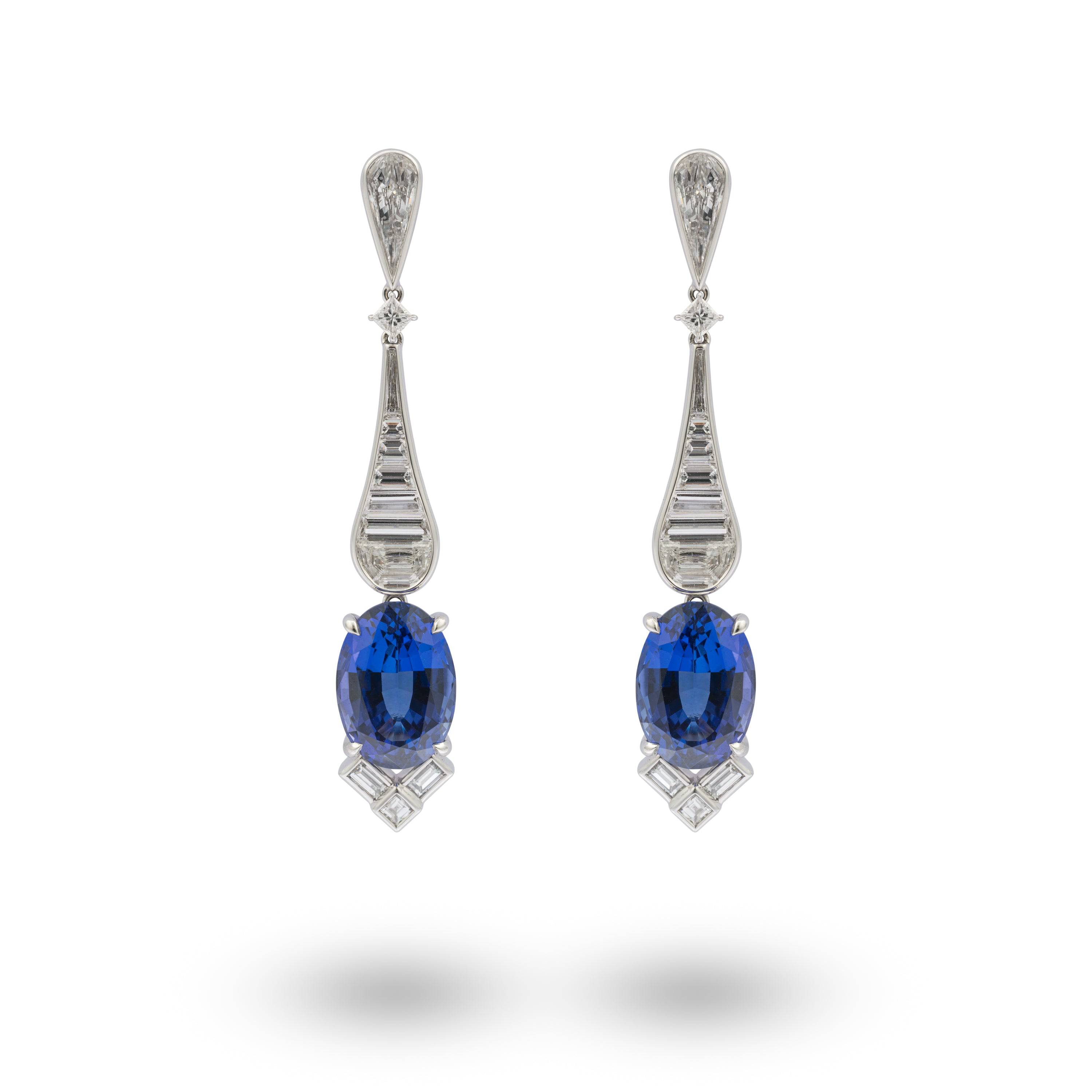 Tanzanite & Diamond Drop Earrings - K.S. Sze & Sons