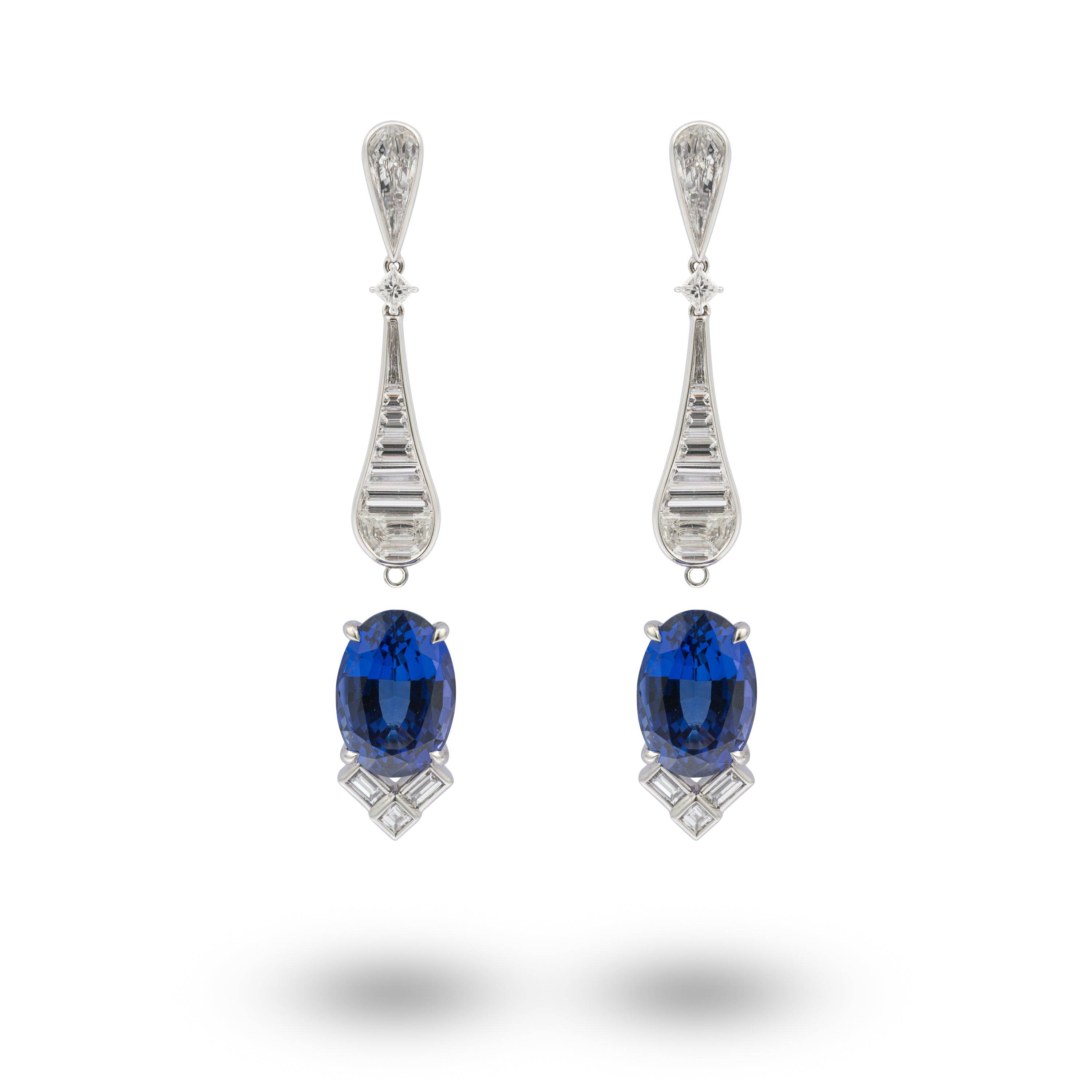 Tanzanite & Diamond Drop Earrings - K.S. Sze & Sons