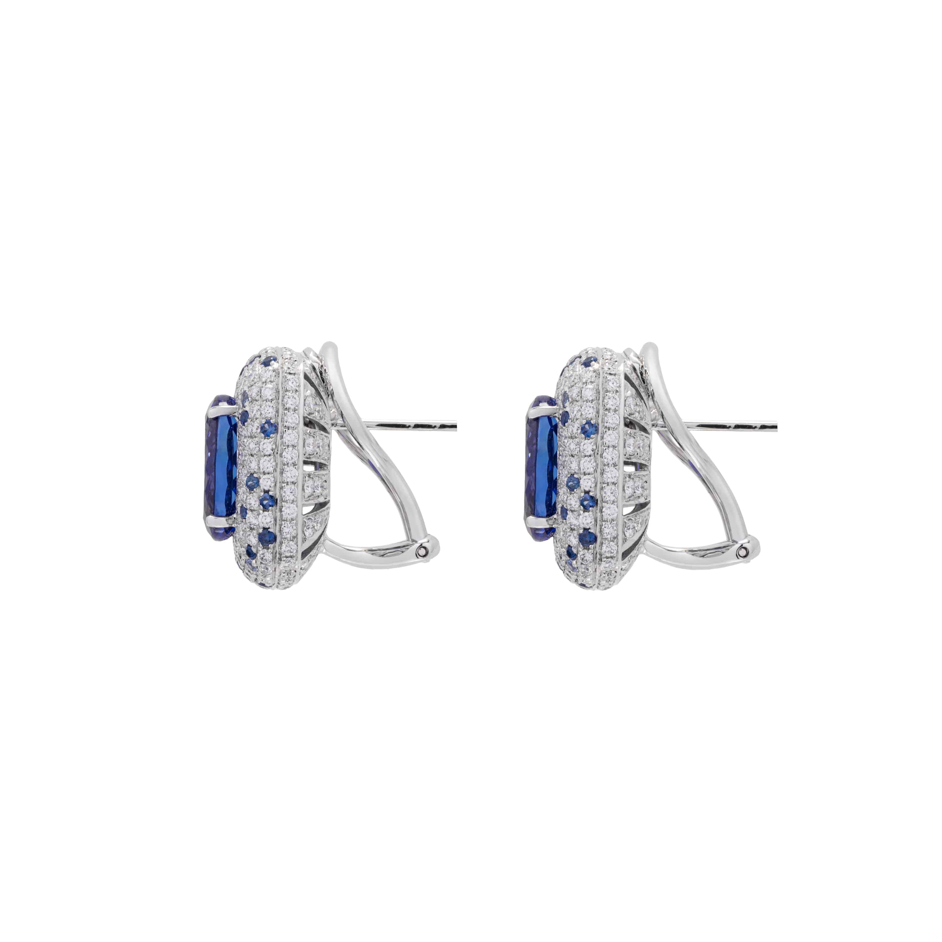 Tanzanite, Sapphire & White Diamond Earrings - K.S. Sze & Sons