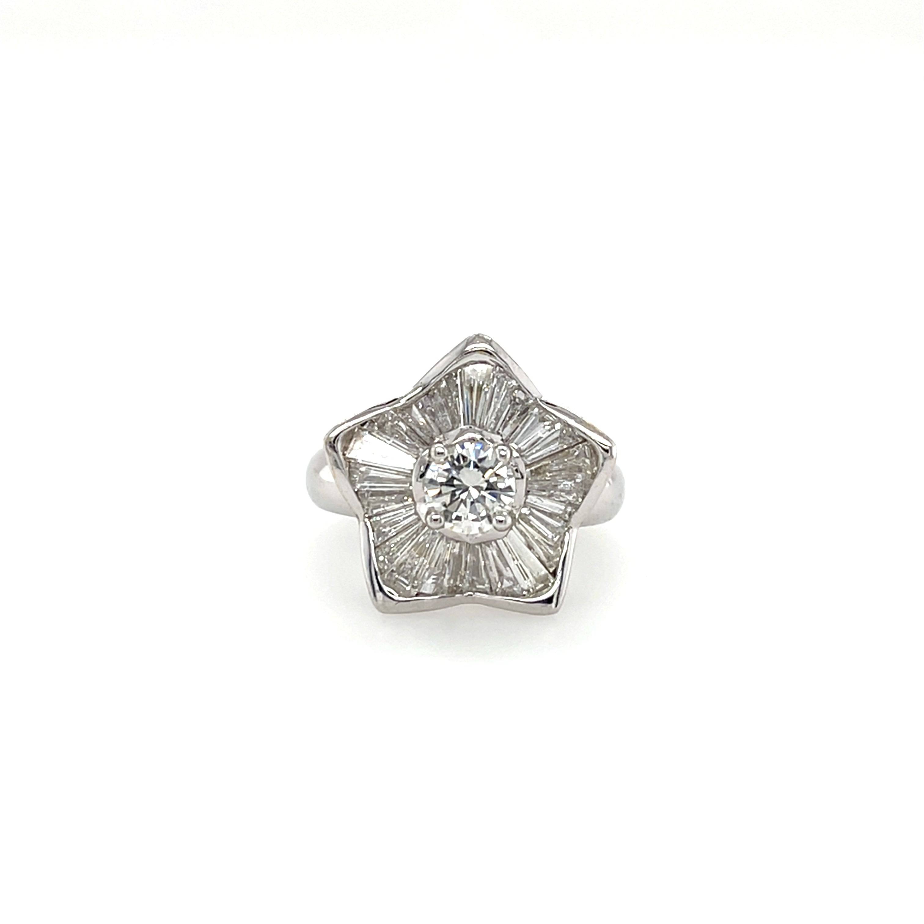 Tappered & Round Diamond Star Ring - K.S. Sze & Sons