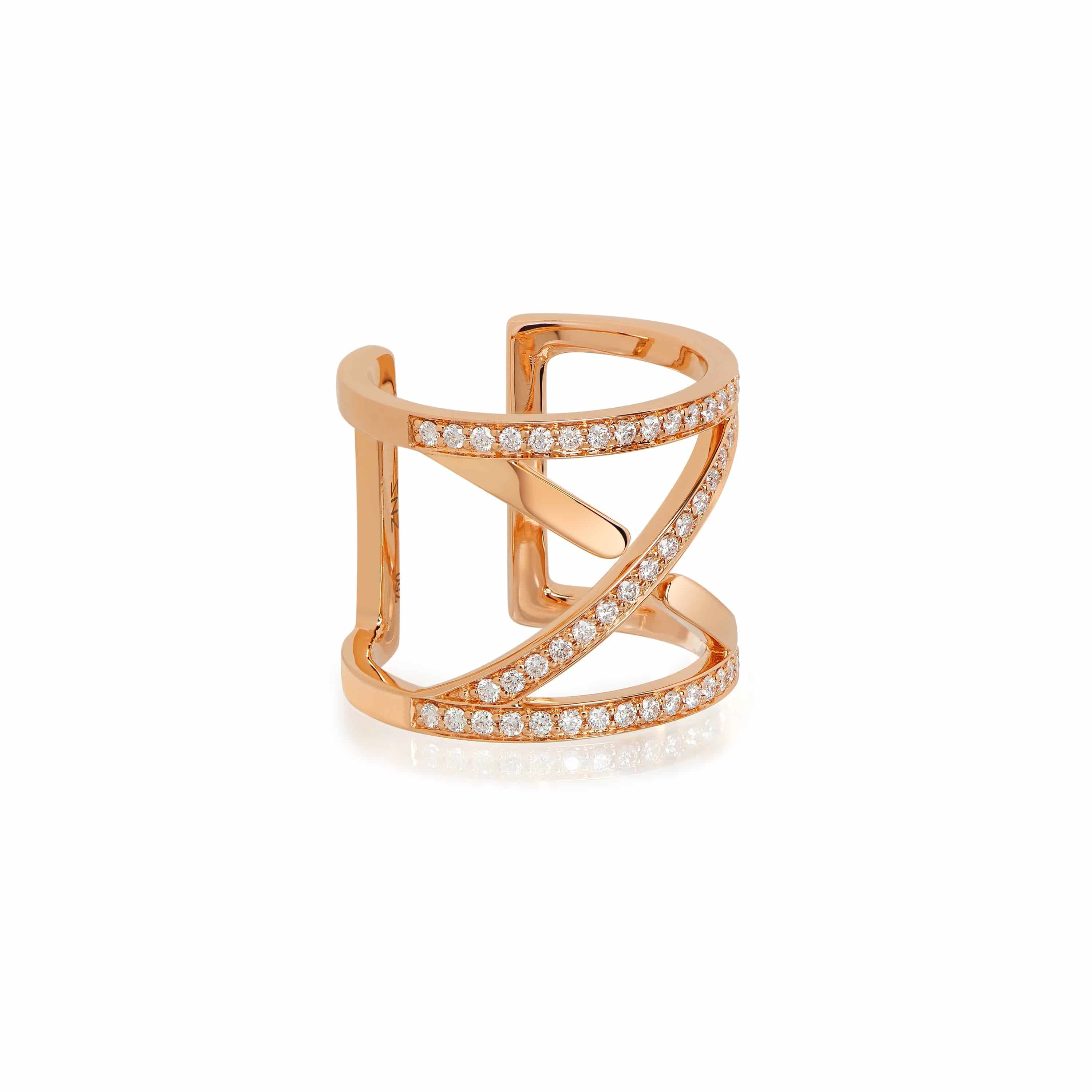 The Big Z Ring In Rose Gold With Diamonds - K.S. Sze & Sons