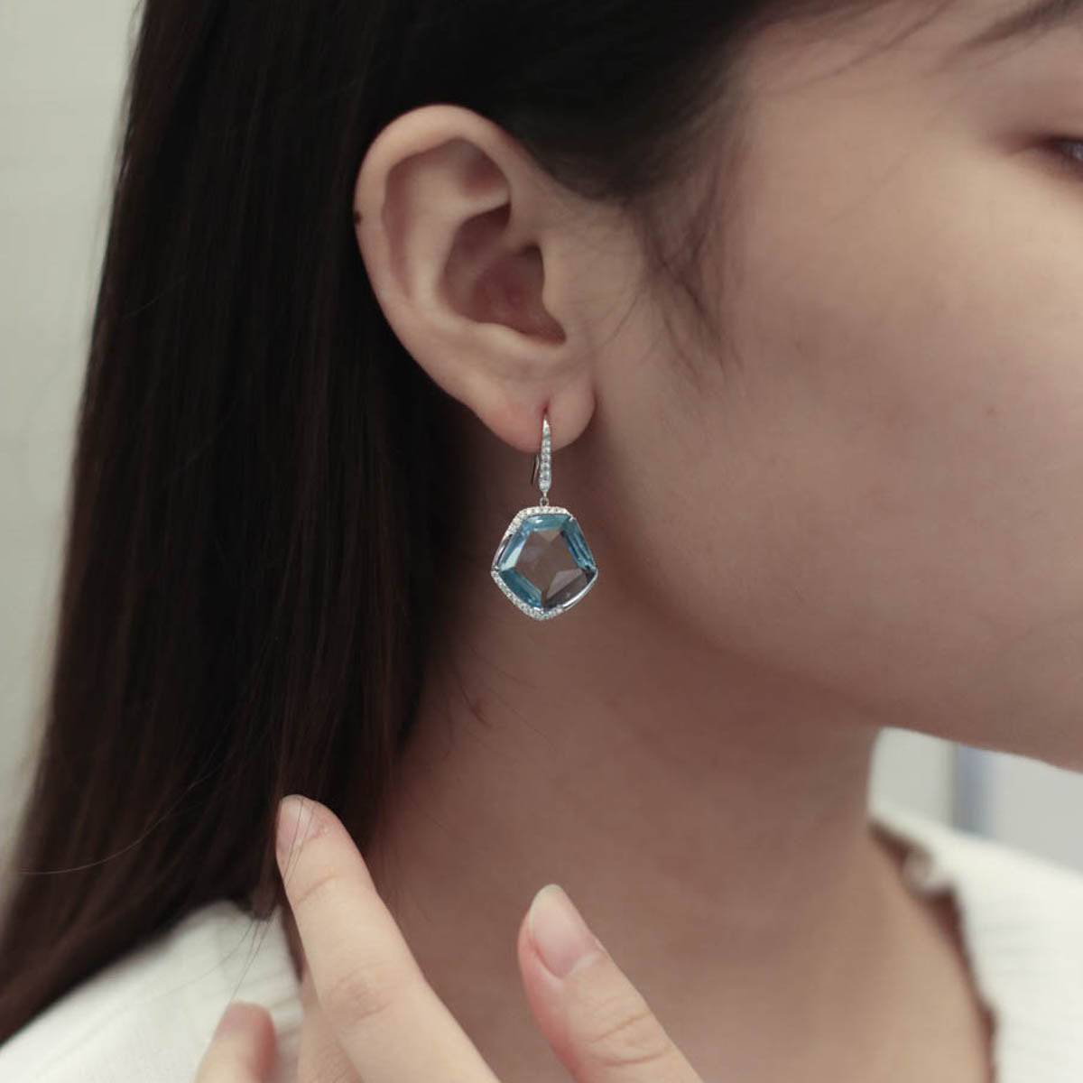 Topaz & Diamond Earrings - K.S. Sze & Sons