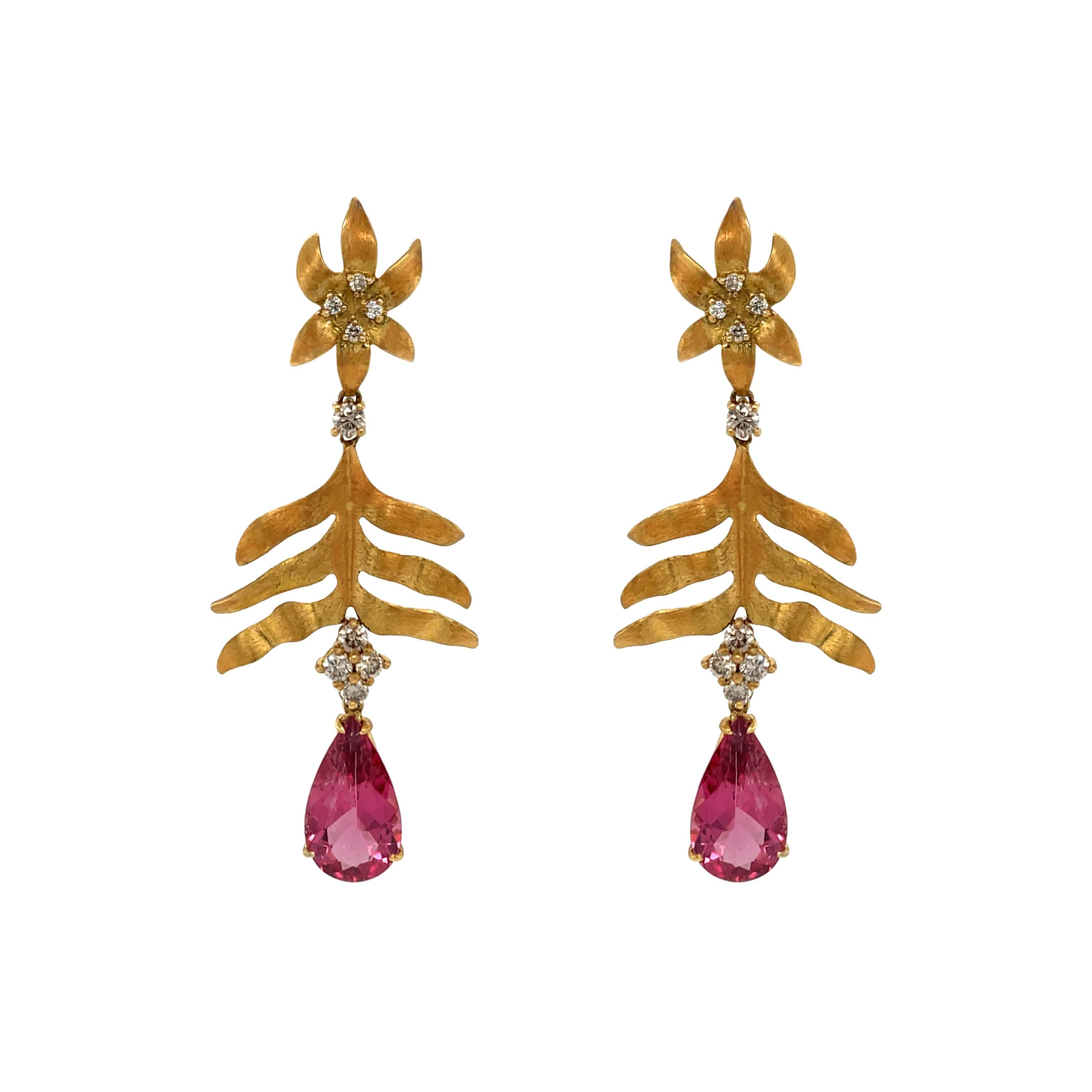 Tourmaline & Brown Diamond Earrings - K.S. Sze & Sons