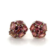 Tourmaline & White Diamond Floral Earrings