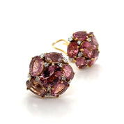 Tourmaline & White Diamond Floral Earrings