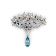 Transformational Aquarmarine, Sapphire & Diamond Necklace/Brooch