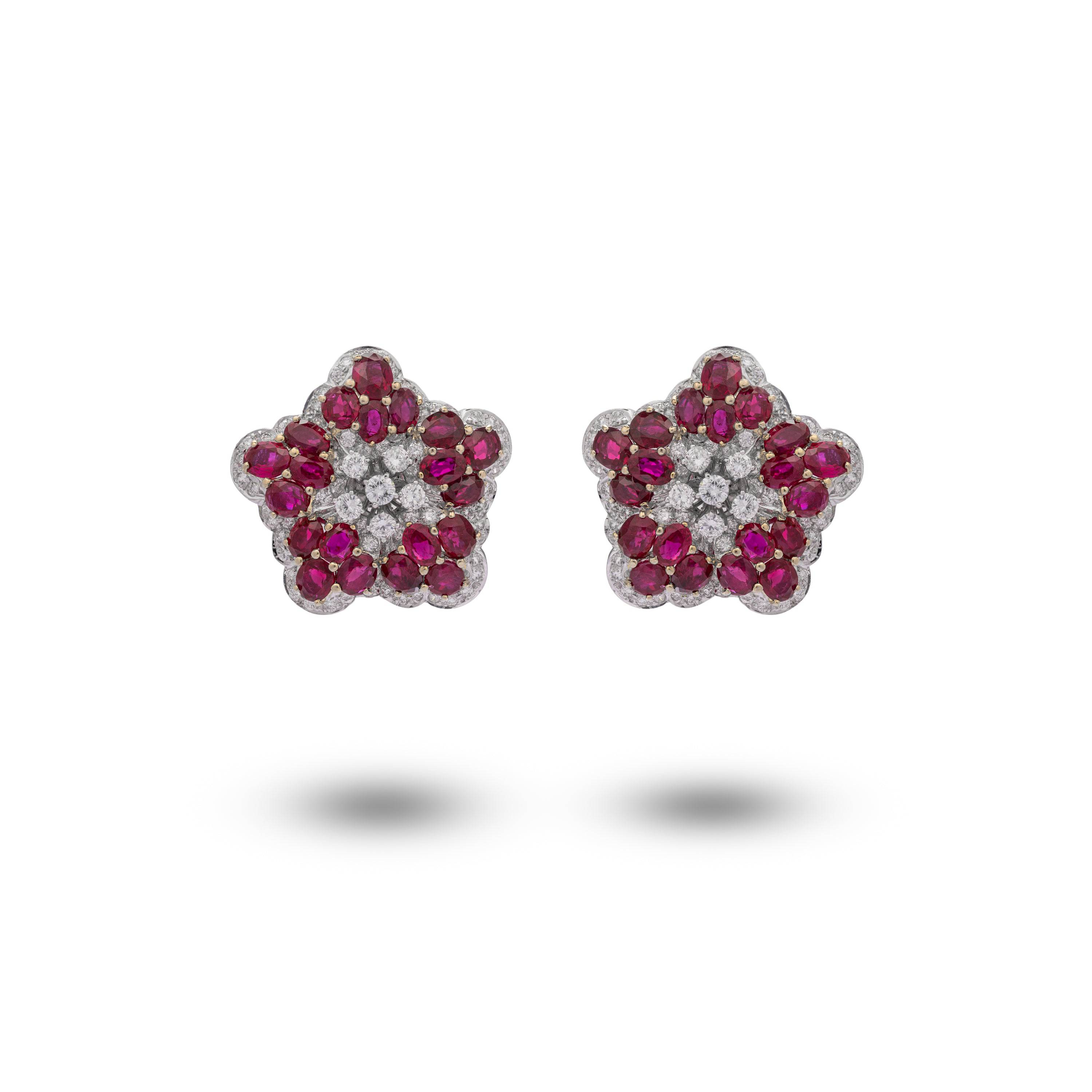 Transformational Ruby & Diamond Earrings/Brooch/Pendant - K.S. Sze & Sons