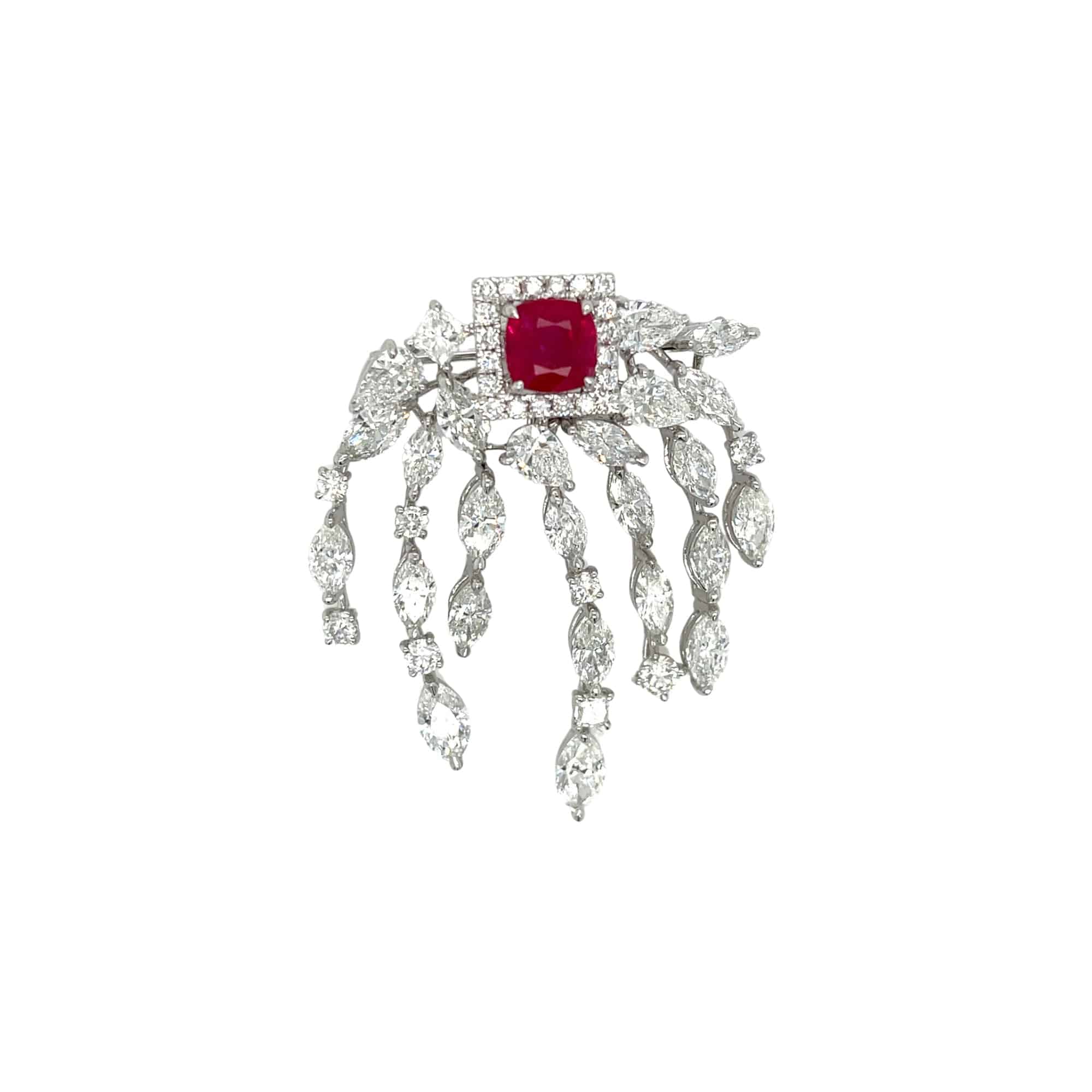 Transformational Ruby & Fancy Diamond Brooch