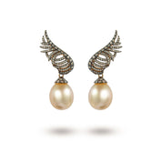 Transformational South Sea Pearl & Brown Diamond Earrings