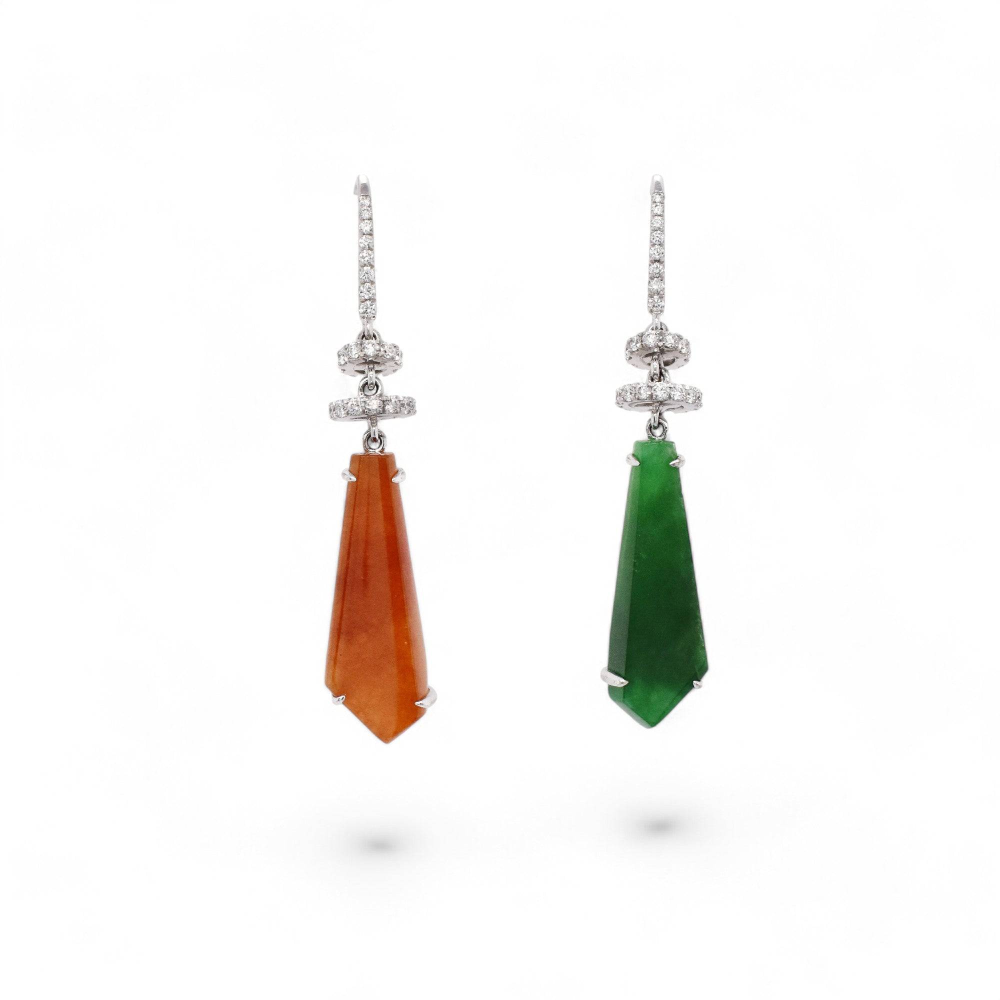 Two Daggers Jade Earrings - K.S. Sze & Sons