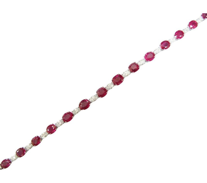 Platinum Oval & Cushion Shaped Ruby & Diamond Bracelet (GRS Certificate)