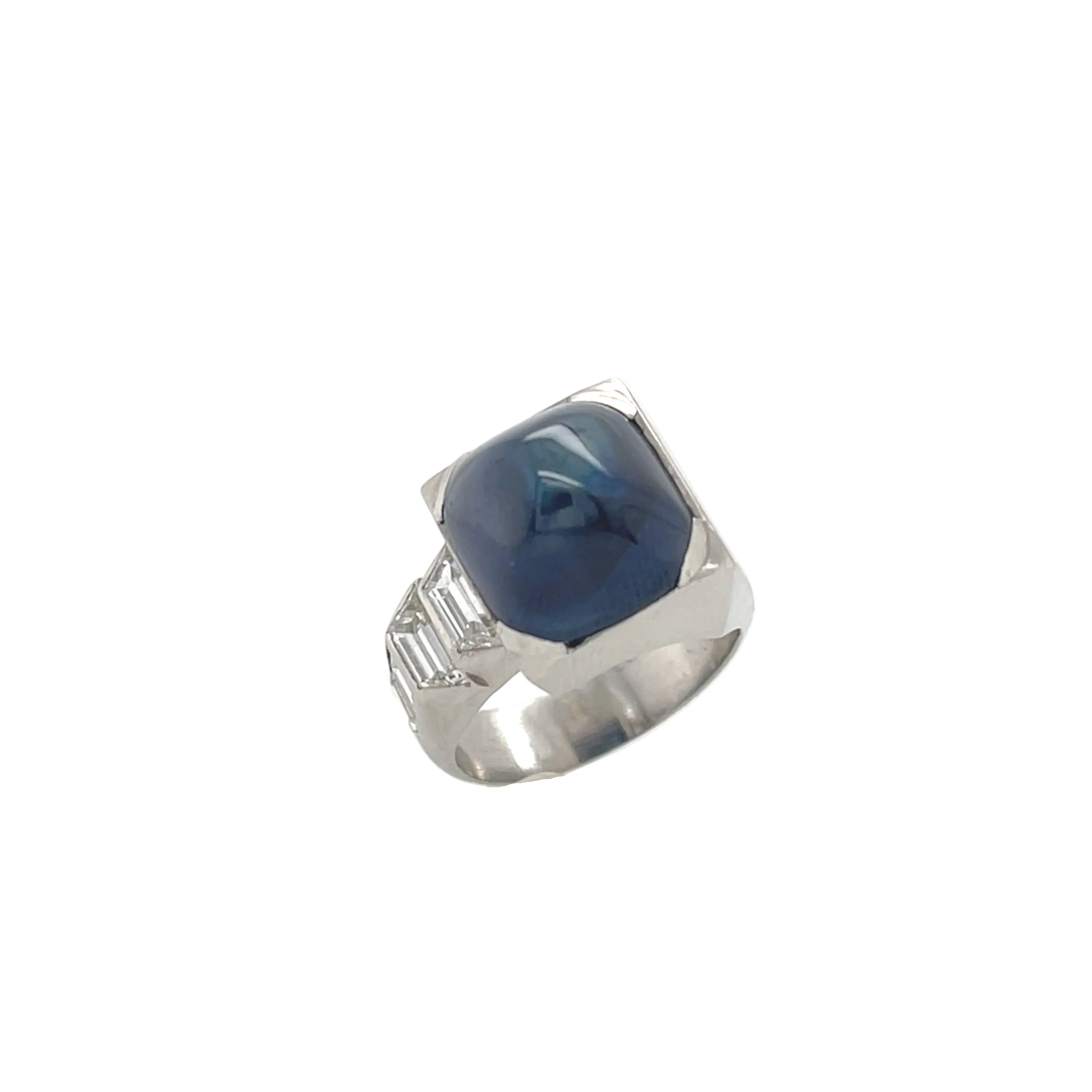 Unheated Cabochon Sapphire Ring - K.S. Sze & Sons