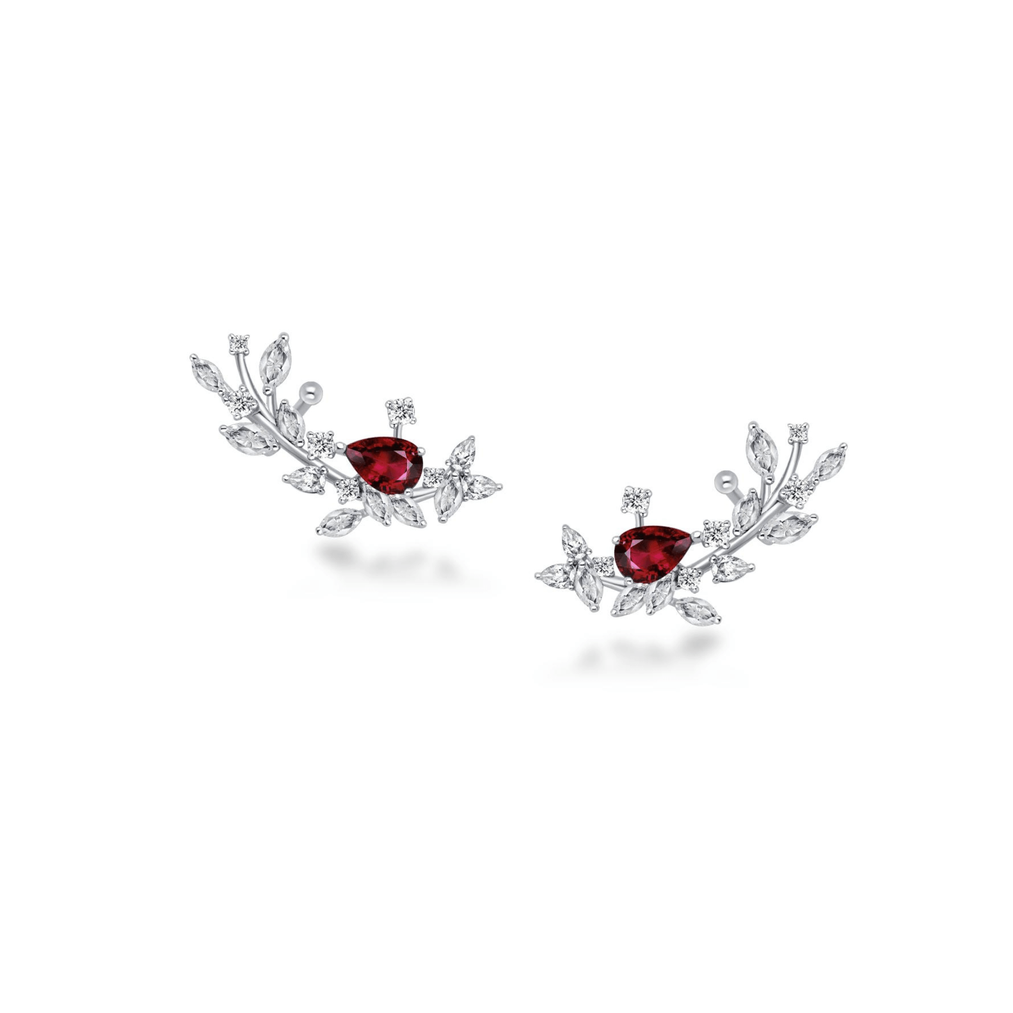 Unheated Ruby & Diamond Earrings - K.S. Sze & Sons