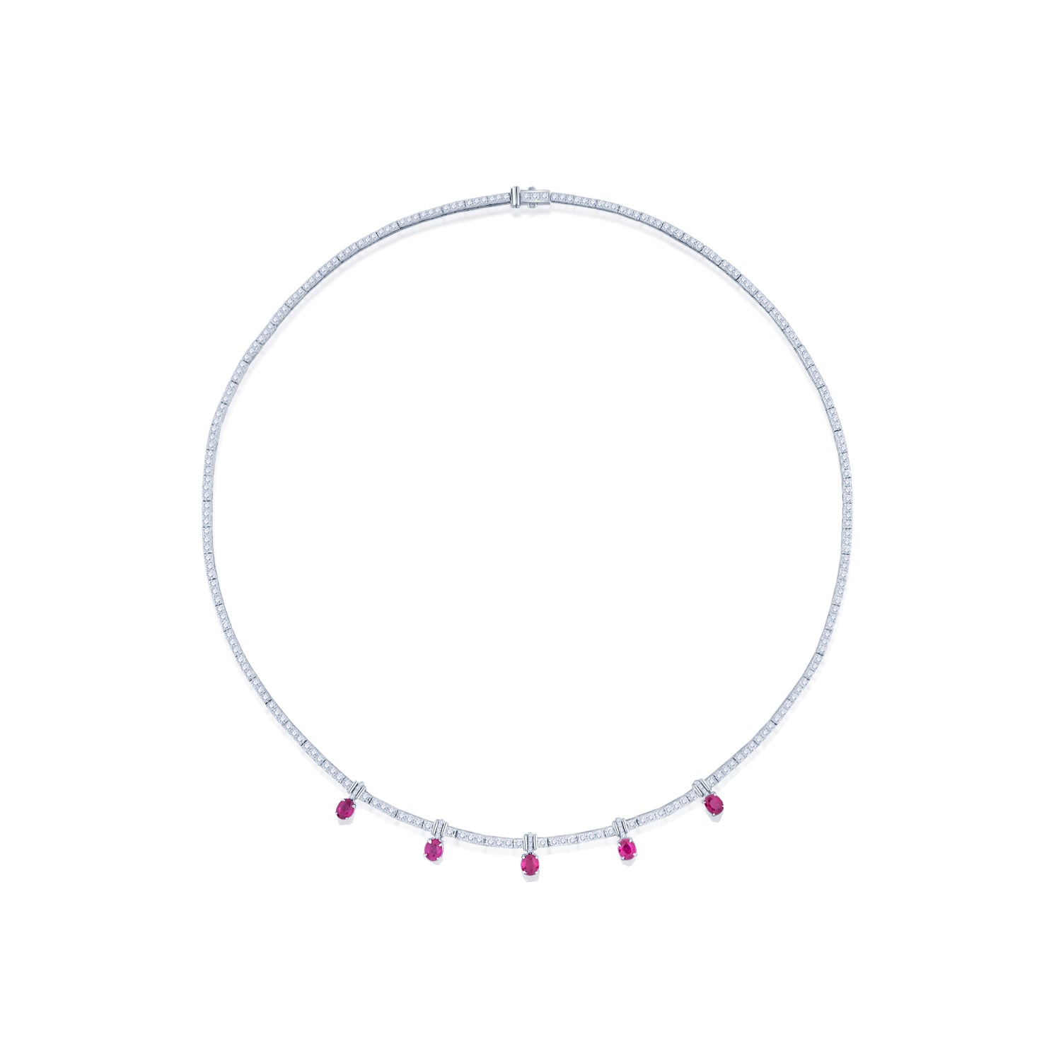 Dangling Burma Ruby & Diamond Necklace