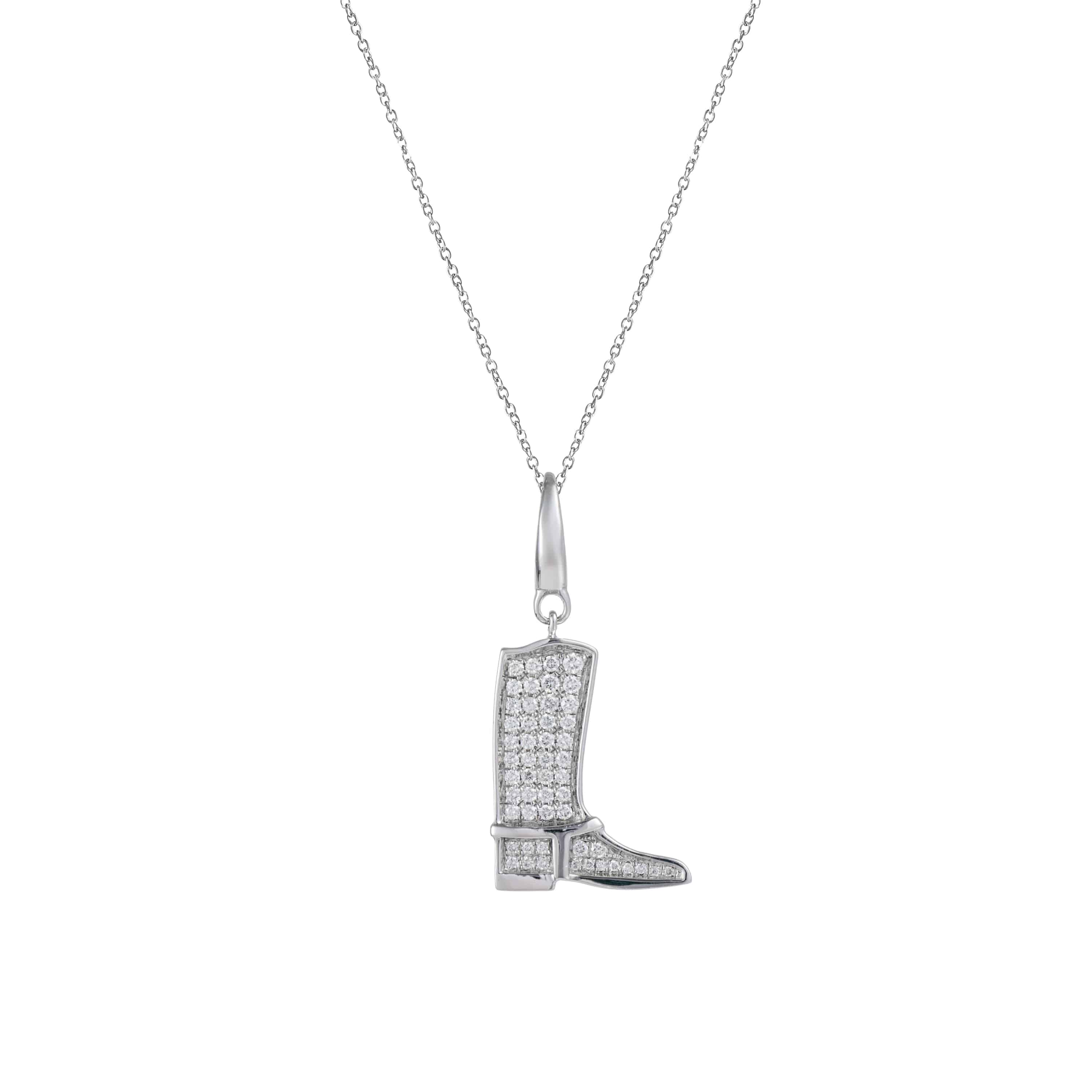 White Diamond Boot Pendant - K.S. Sze & Sons