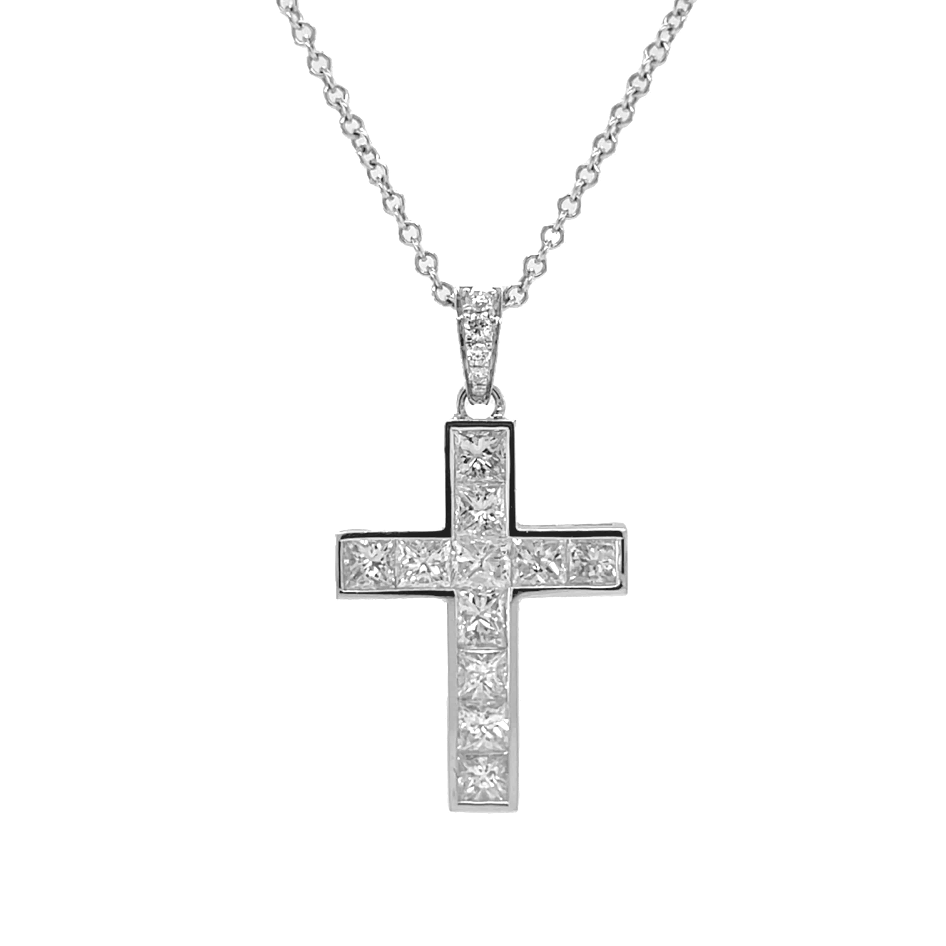 White Diamond Cross Necklace - K.S. Sze & Sons