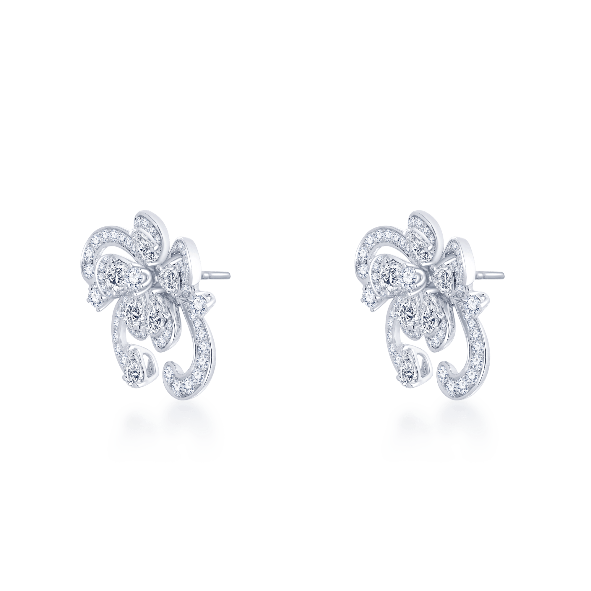 White Diamond Floral Earrings