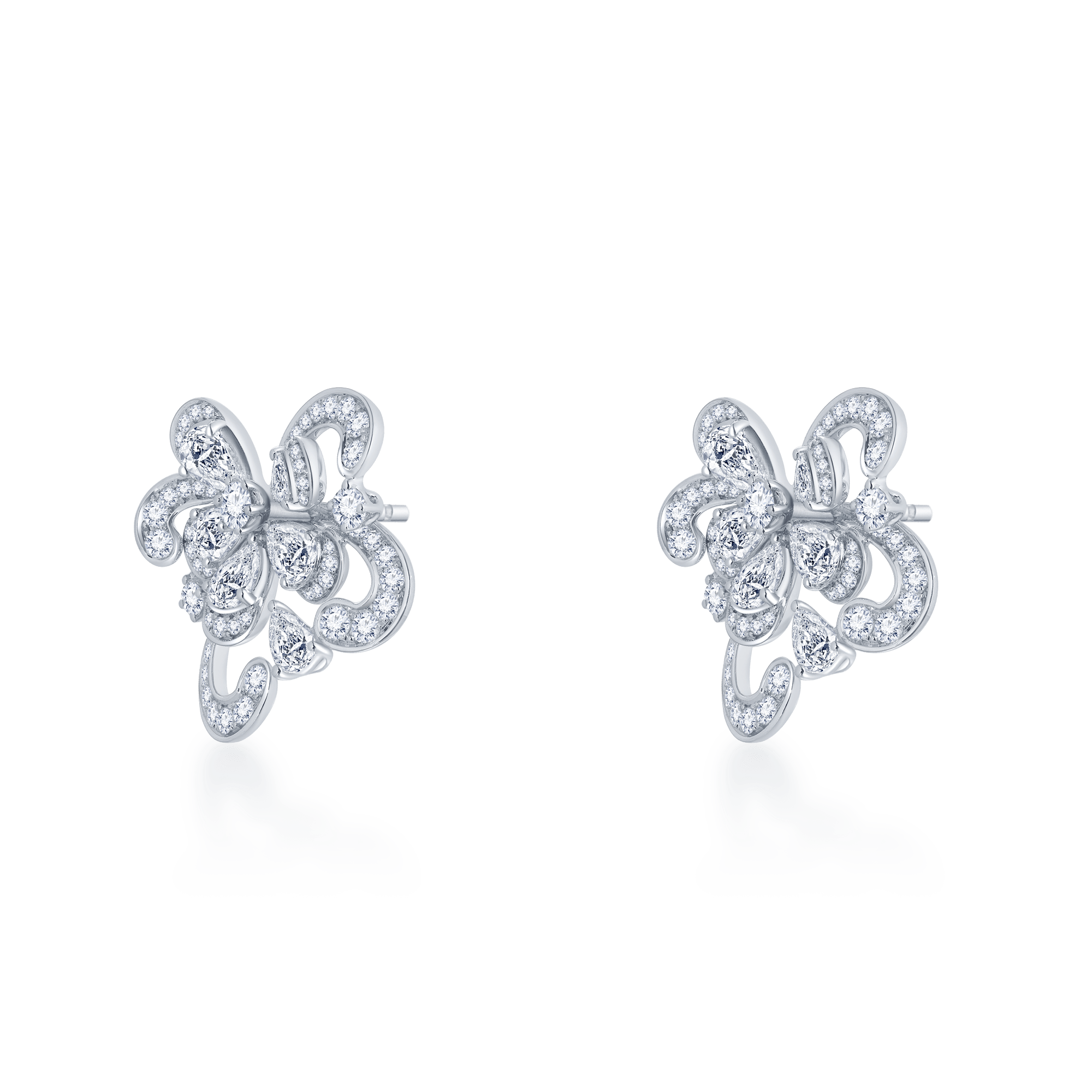 White Diamond Floral Earrings