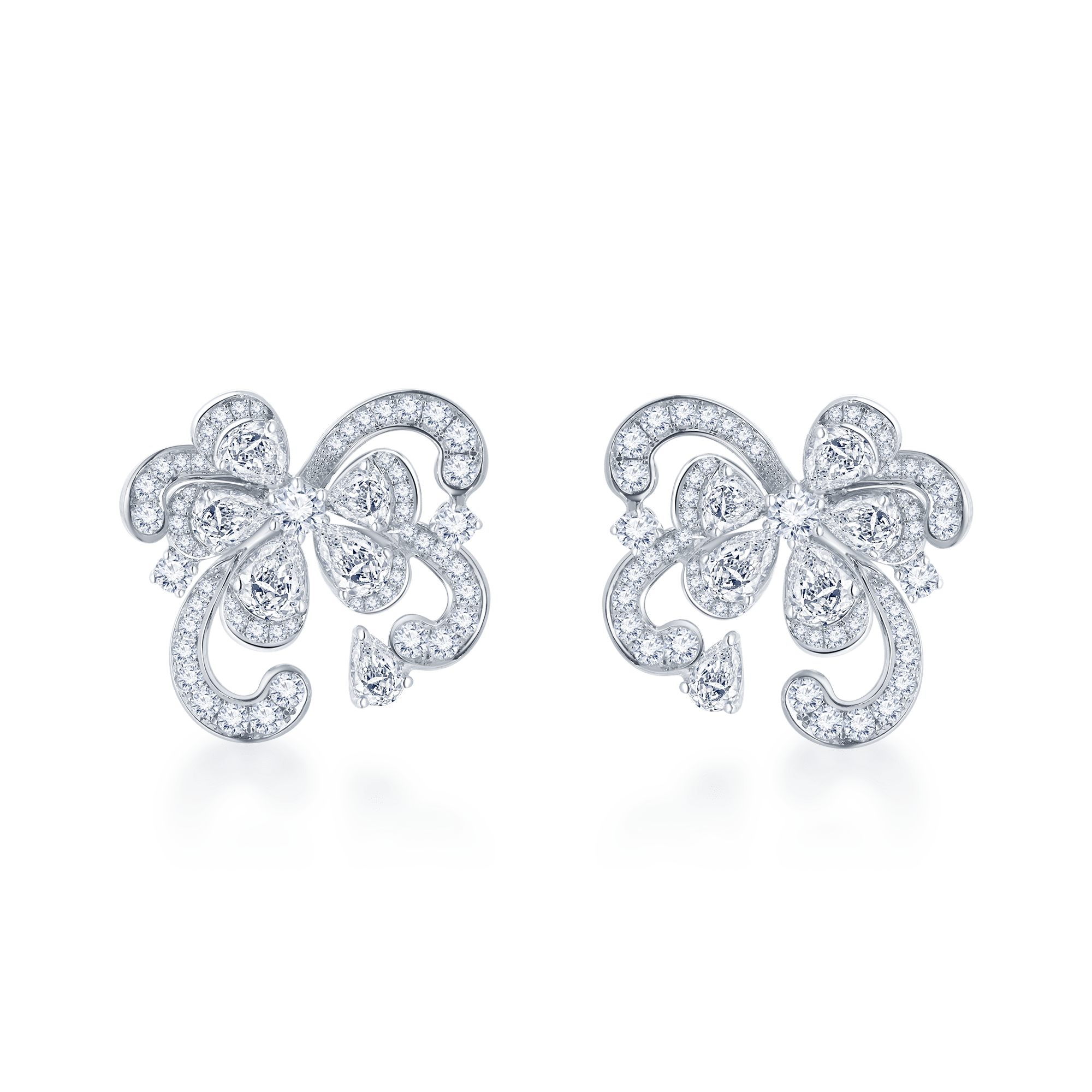 White Diamond Floral Earrings