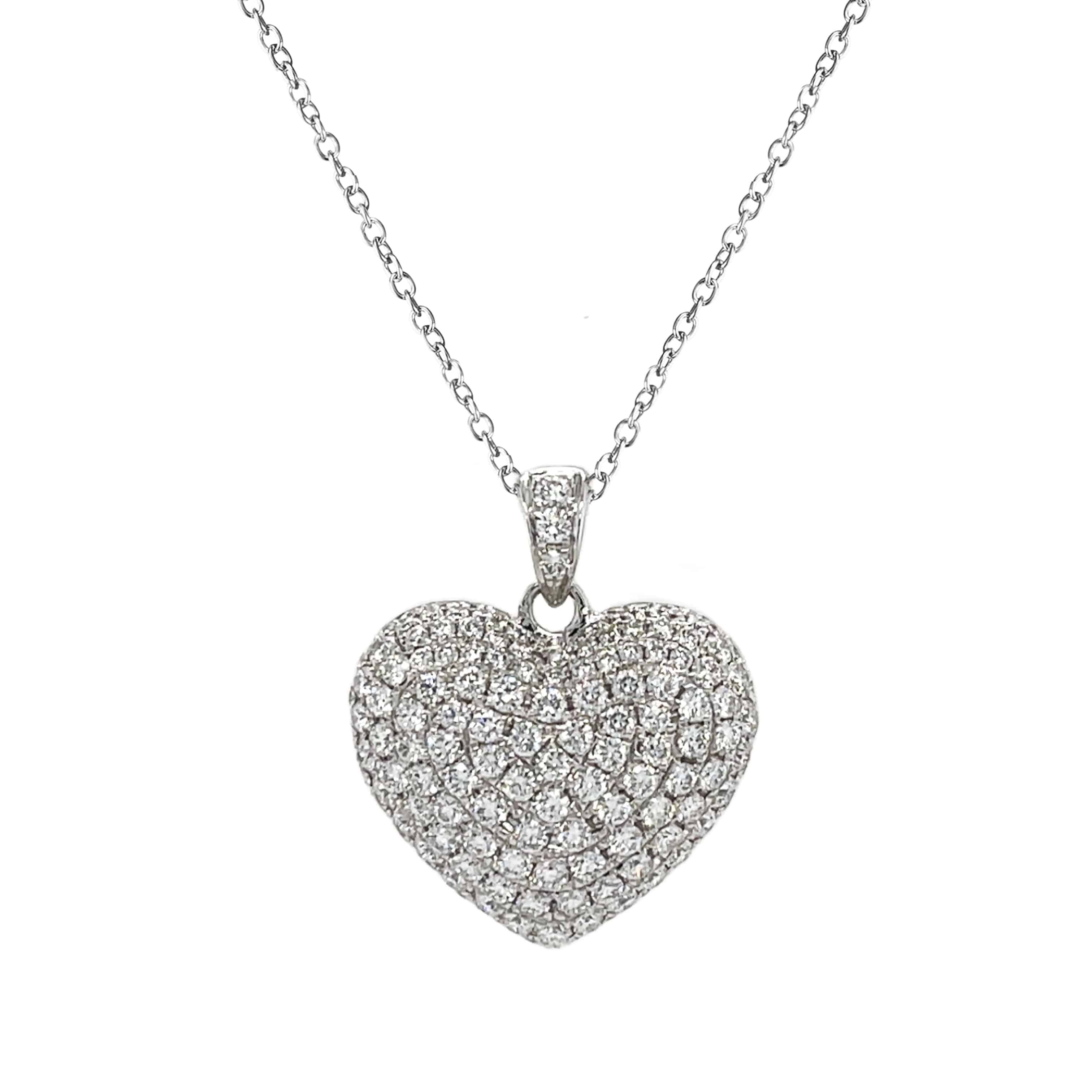 White Diamond Heart Shaped Pendant - K.S. Sze & Sons