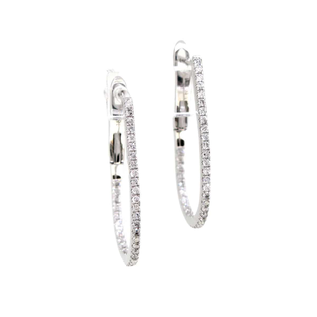 White Diamond Hoop Earrings - K.S. Sze & Sons