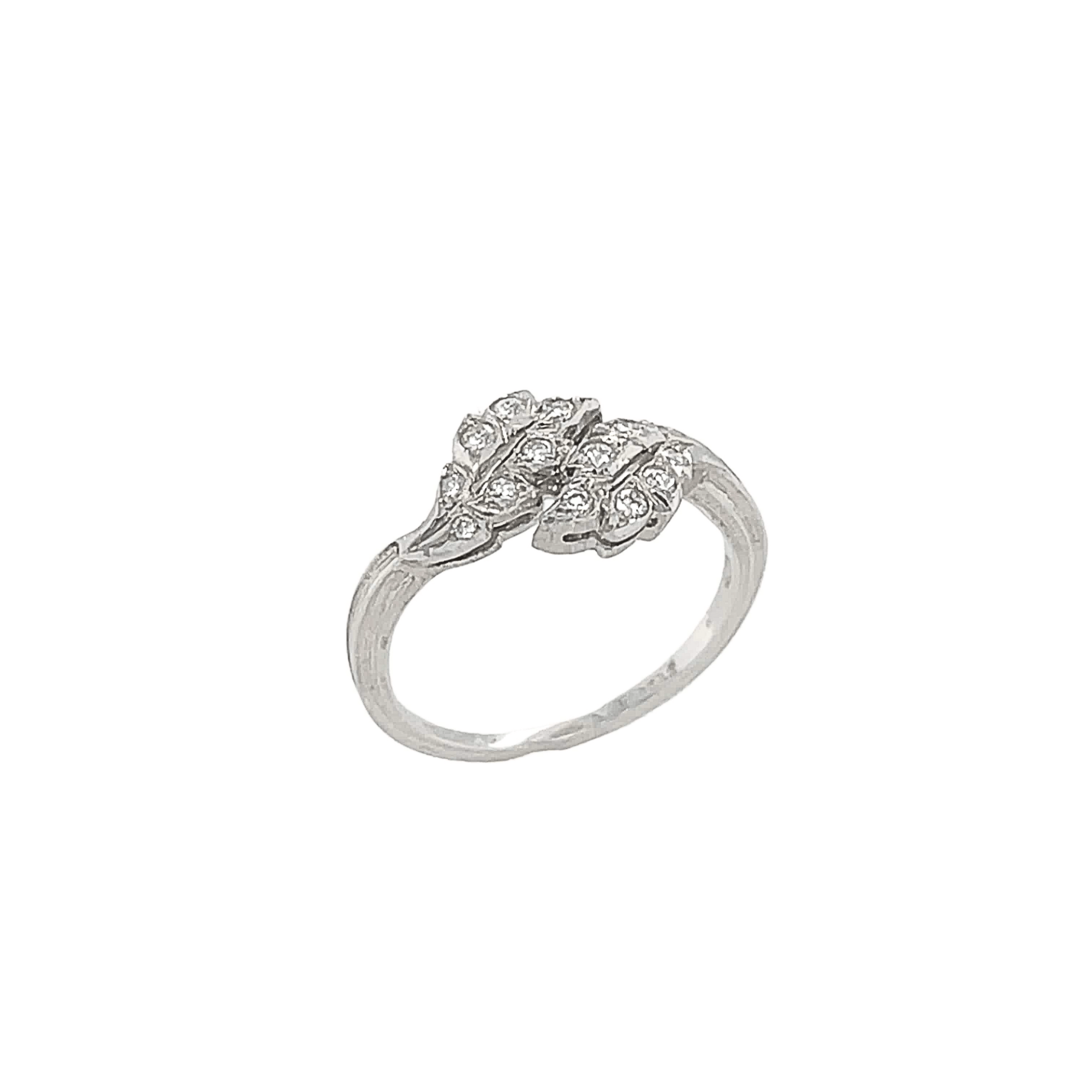 White Diamond Leaves Design Ring - K.S. Sze & Sons