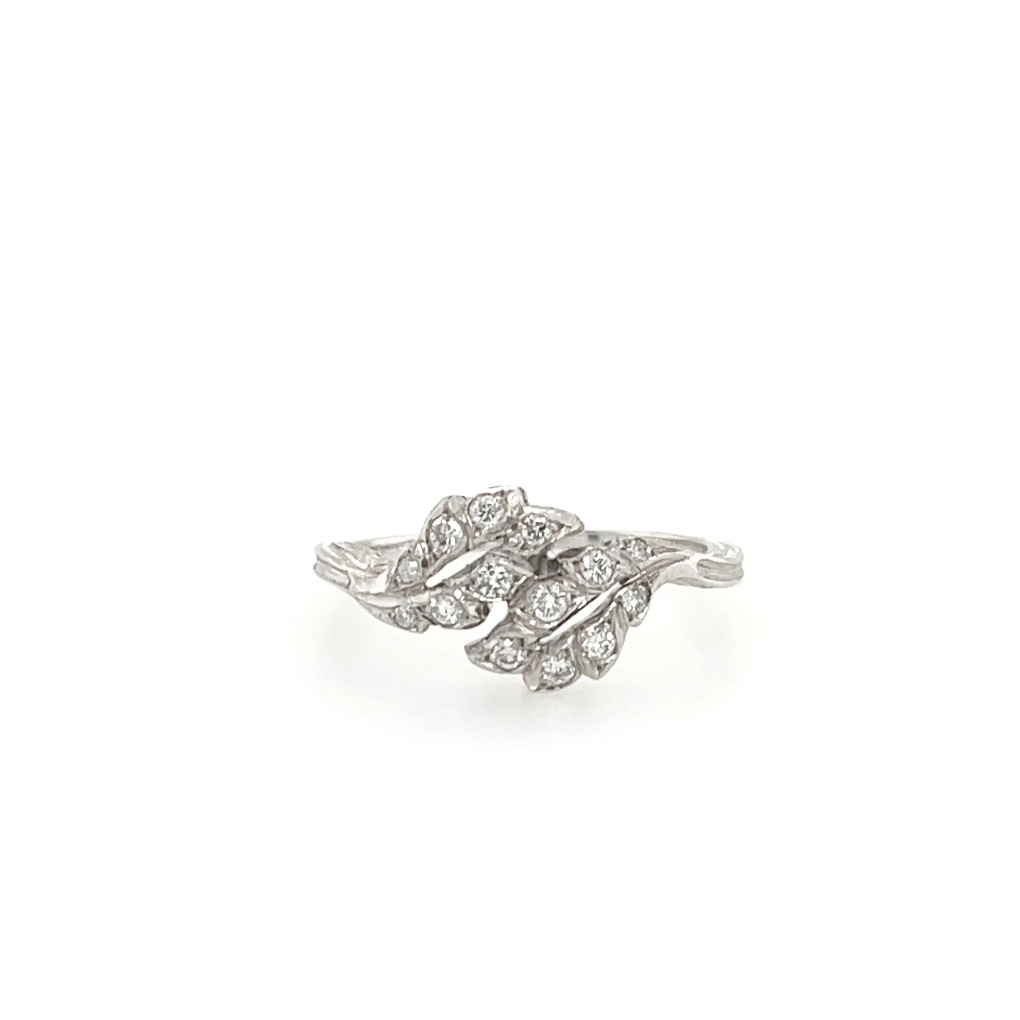 White Diamond Leaves Design Ring - K.S. Sze & Sons