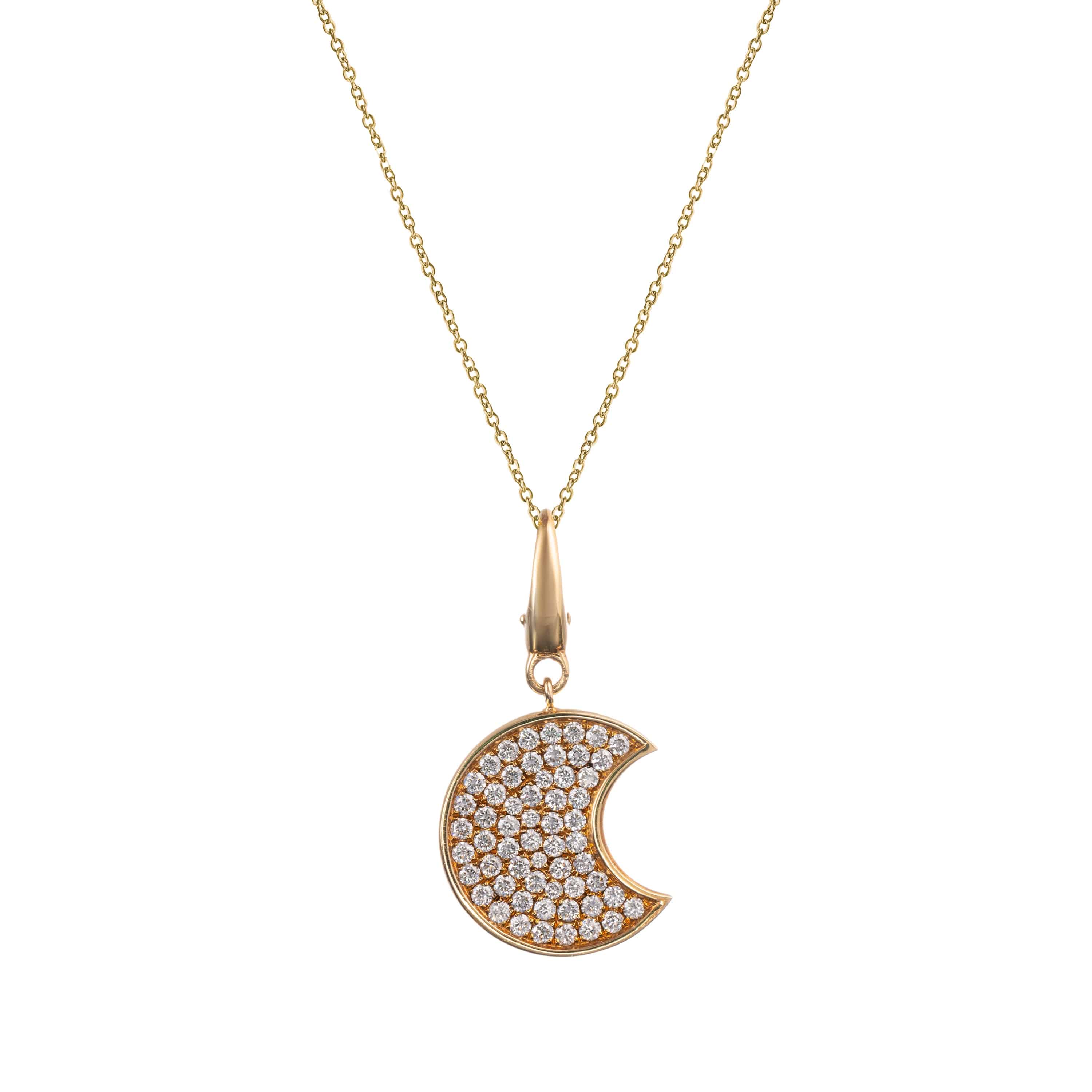 White Diamond Moon Pendant - K.S. Sze & Sons