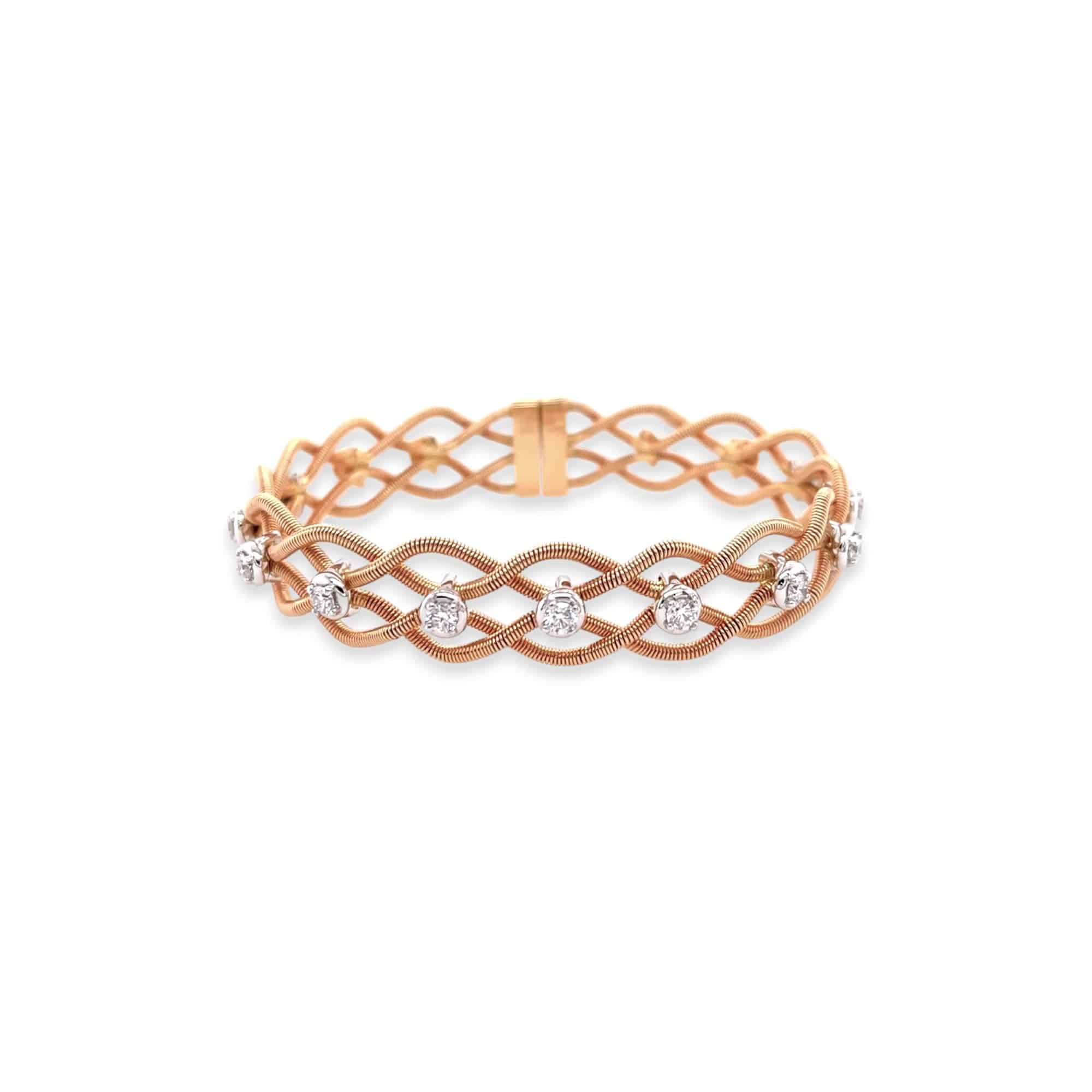 White Diamond Rose Gold Bangle - K.S. Sze & Sons