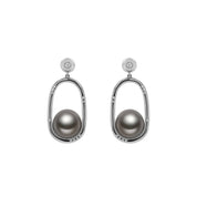 White Gold Tahitian Pearl Earrings