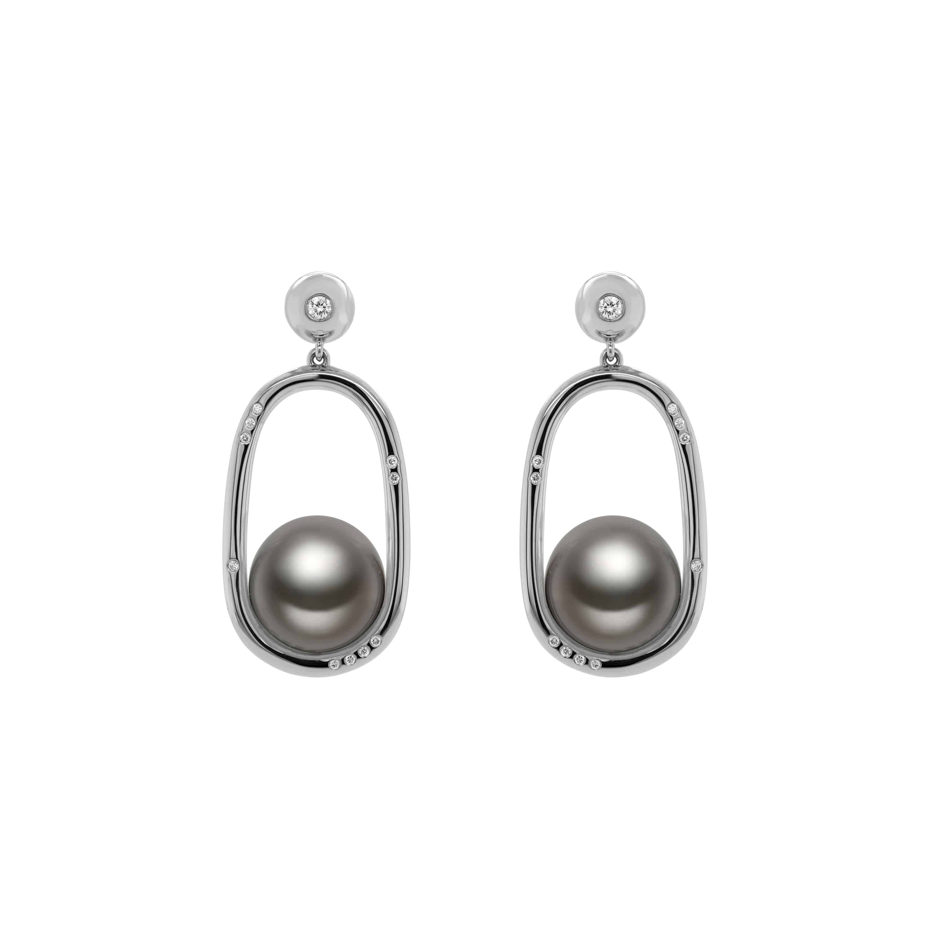 White Gold Tahitian Pearl Earrings